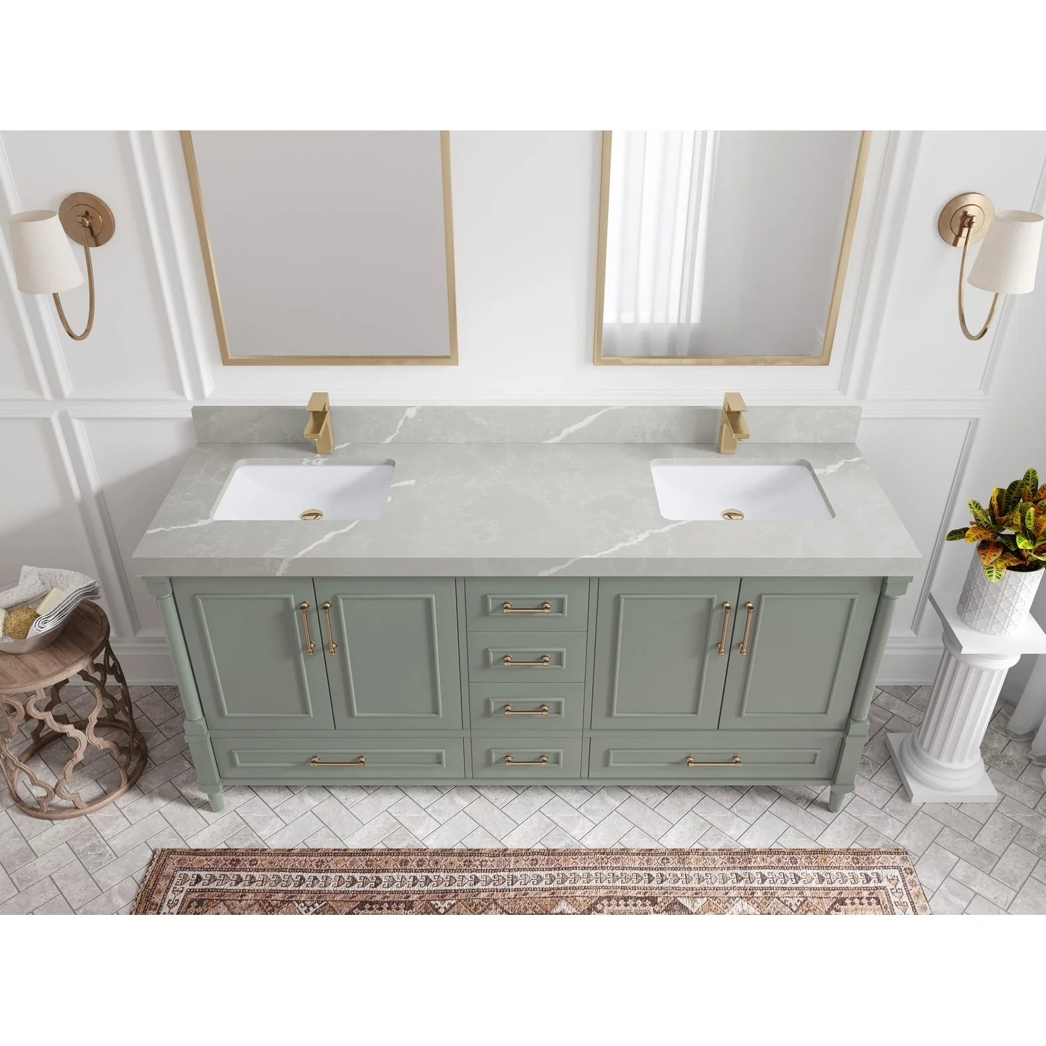 Willow Collections 72 in. W x 22 in. D Aberdeen Double Sink Bathroom Vanity with Countertops