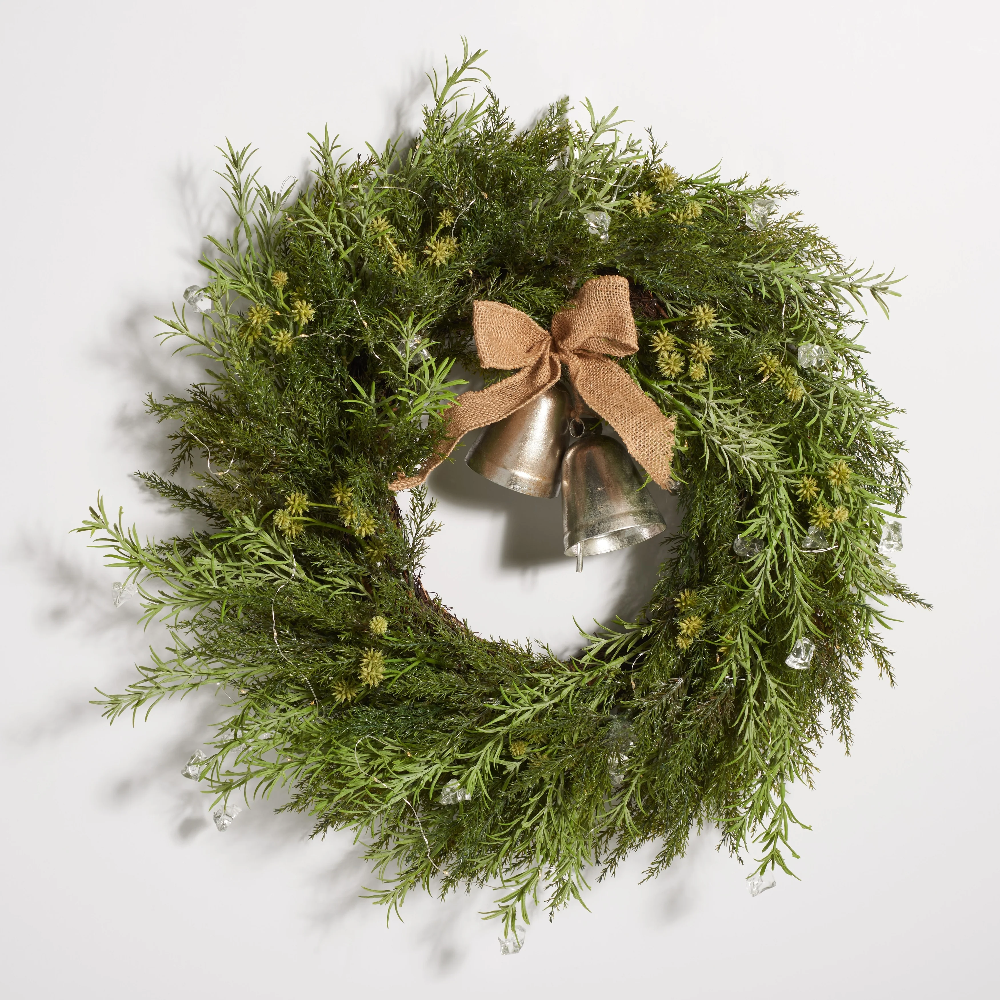 SAFAVIEH Faux 22 Inch Pine Led Wreath W/ Gold Bells - 22