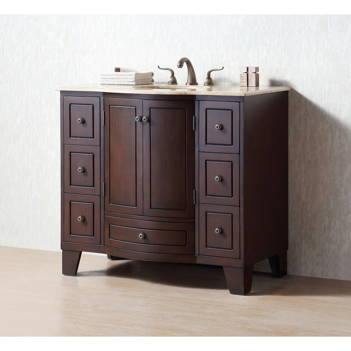 Stufurhome Alandra 40 Inches Dark Cherry Single Sink Bathroom Vanity - 40