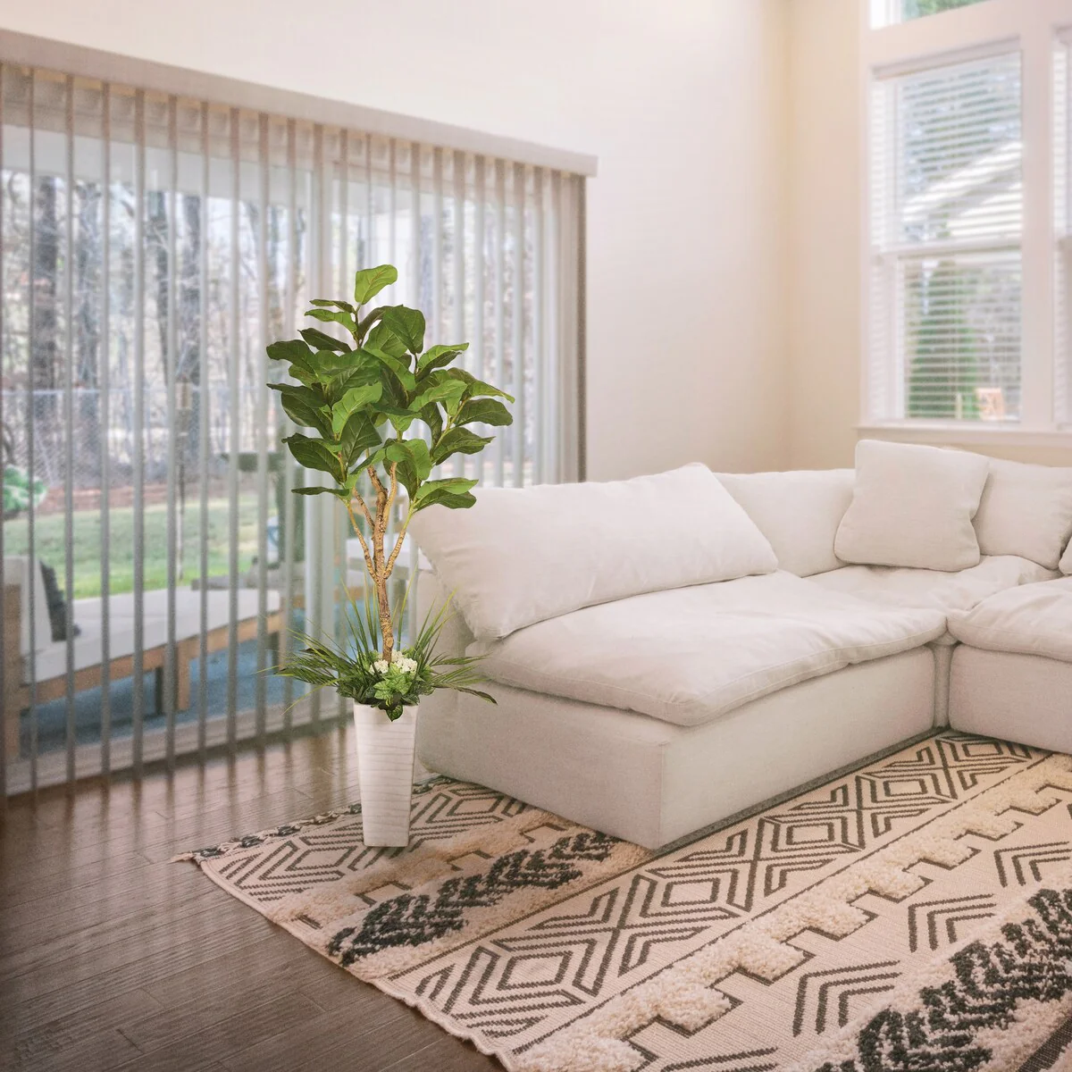 Puleo International 6 ft. Artificial Fiddle Leaf Ficus Tree