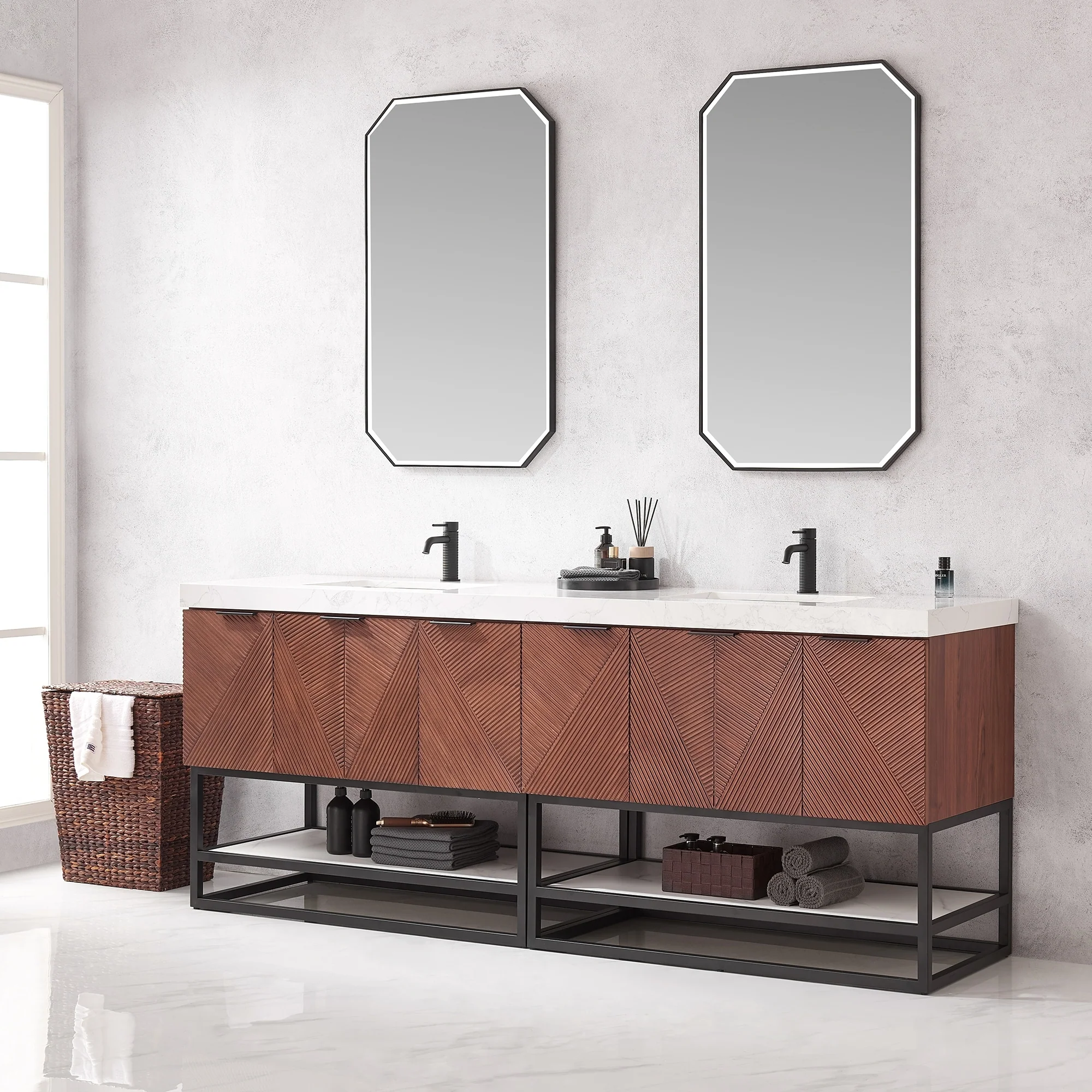 Mahon Double Bath Vanity with Composite Stone Top without Mirror