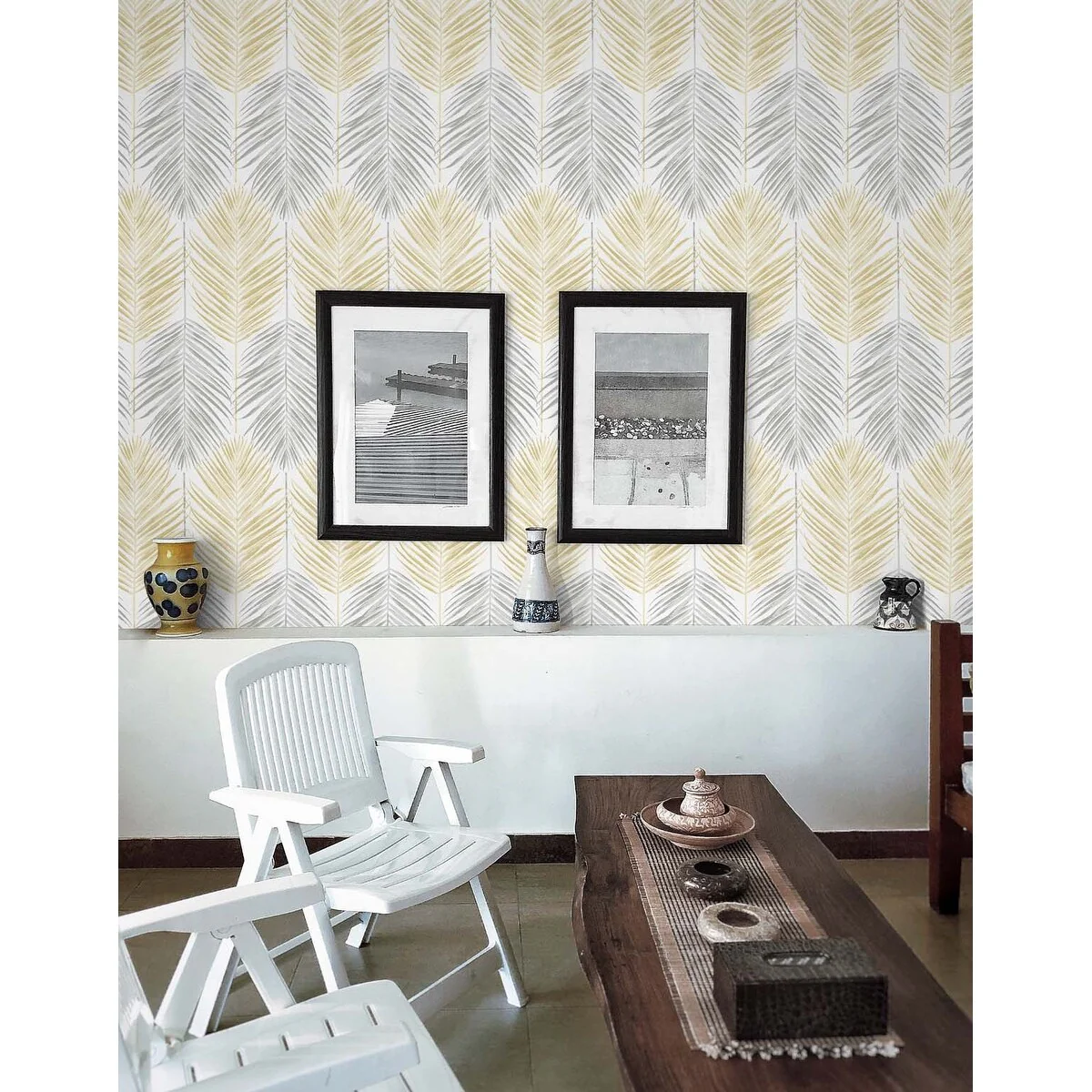 NextWall Two Toned Palm Peel and Stick Wallpaper