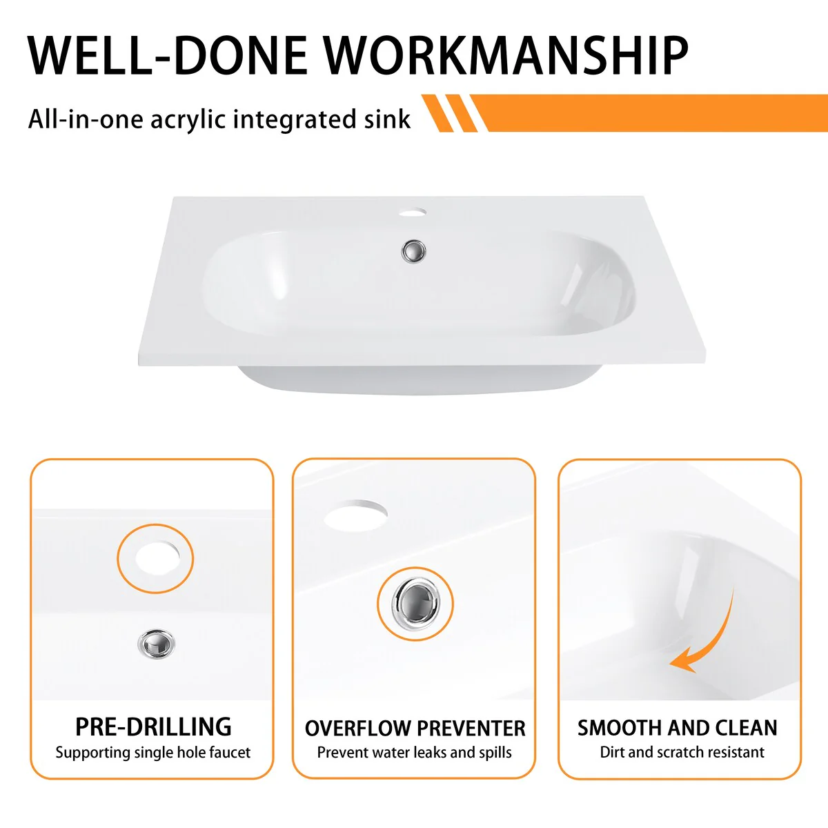 Bathroom Vanity With Sink In 36 Inch, Floating Bathroom Vanity With Soft Close Door