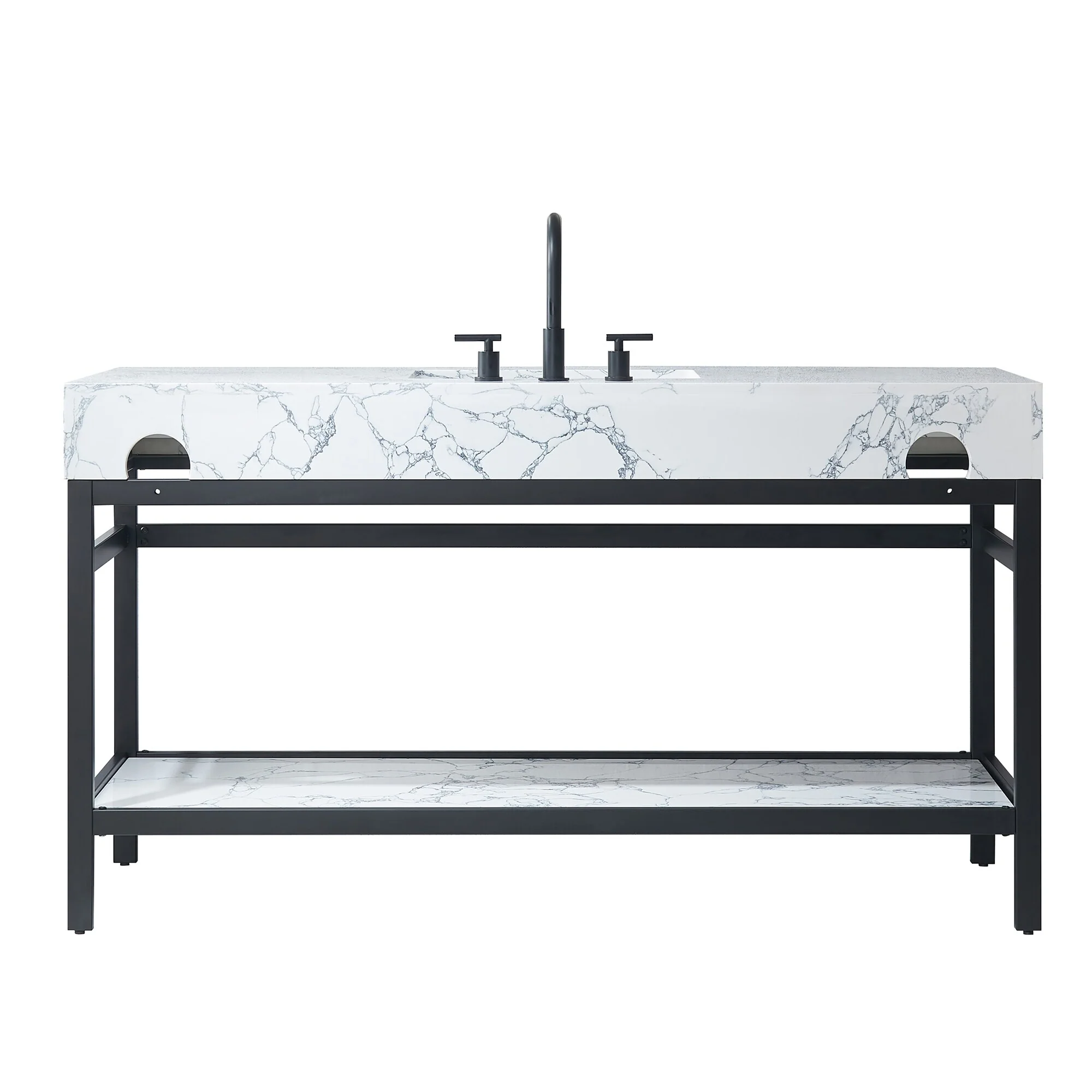 Ecija Bath Vanity, Metal Support with Composite Stone Top, no Mirror
