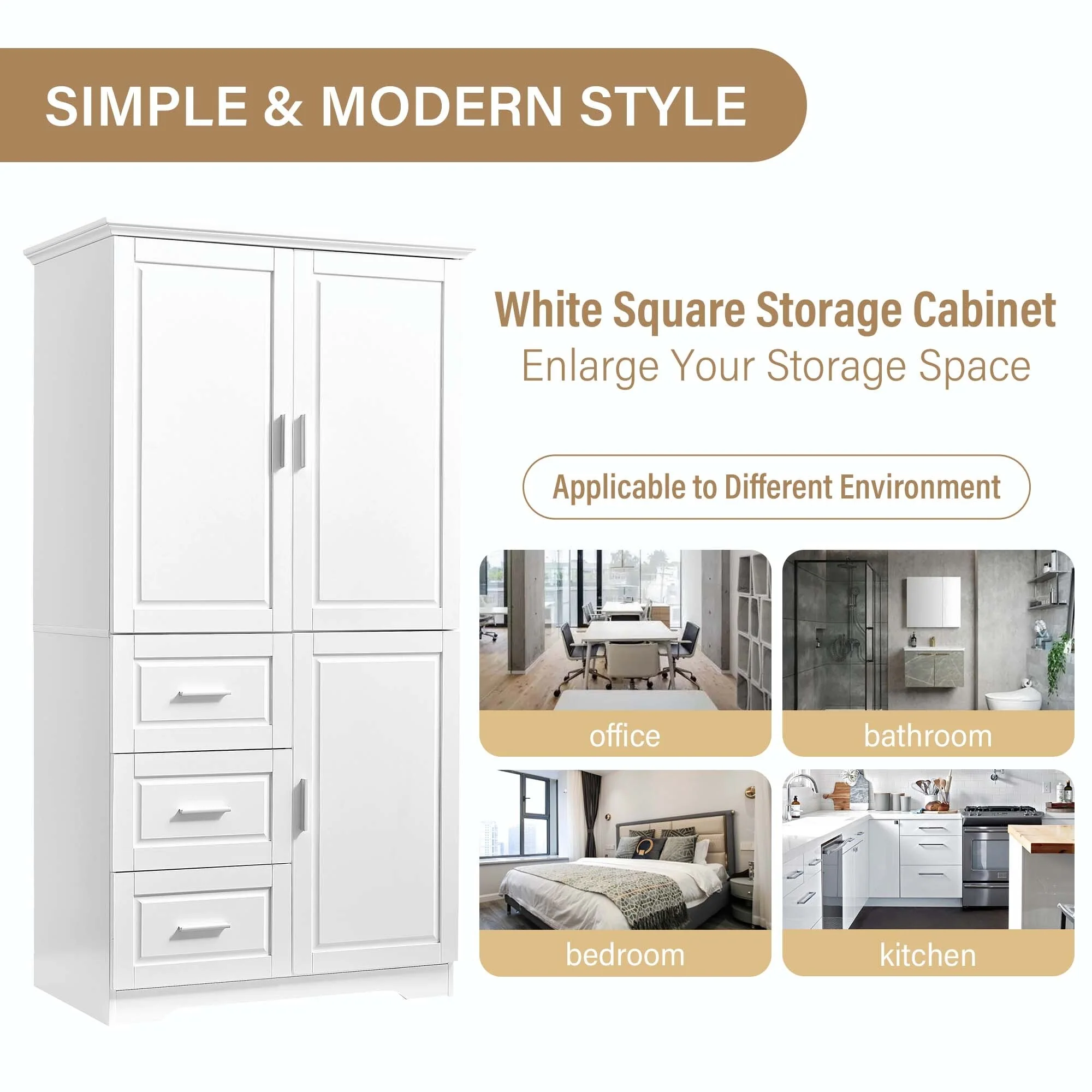 Bathroom Storage Cabinet with Drawers and Adjustable Shelf