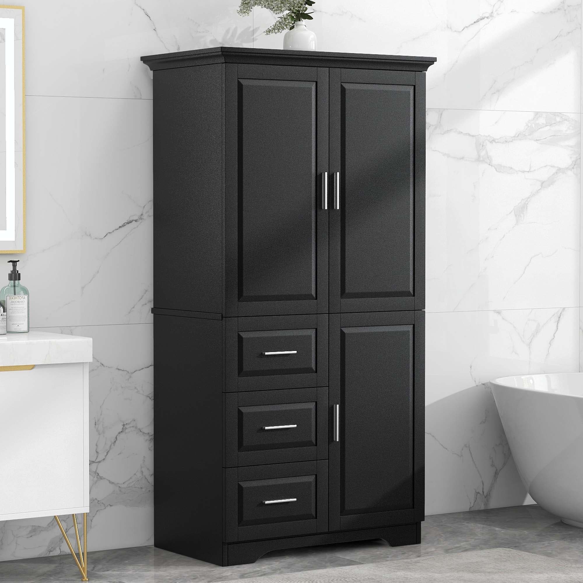 Bathroom Storage Cabinet with Drawers and Adjustable Shelf