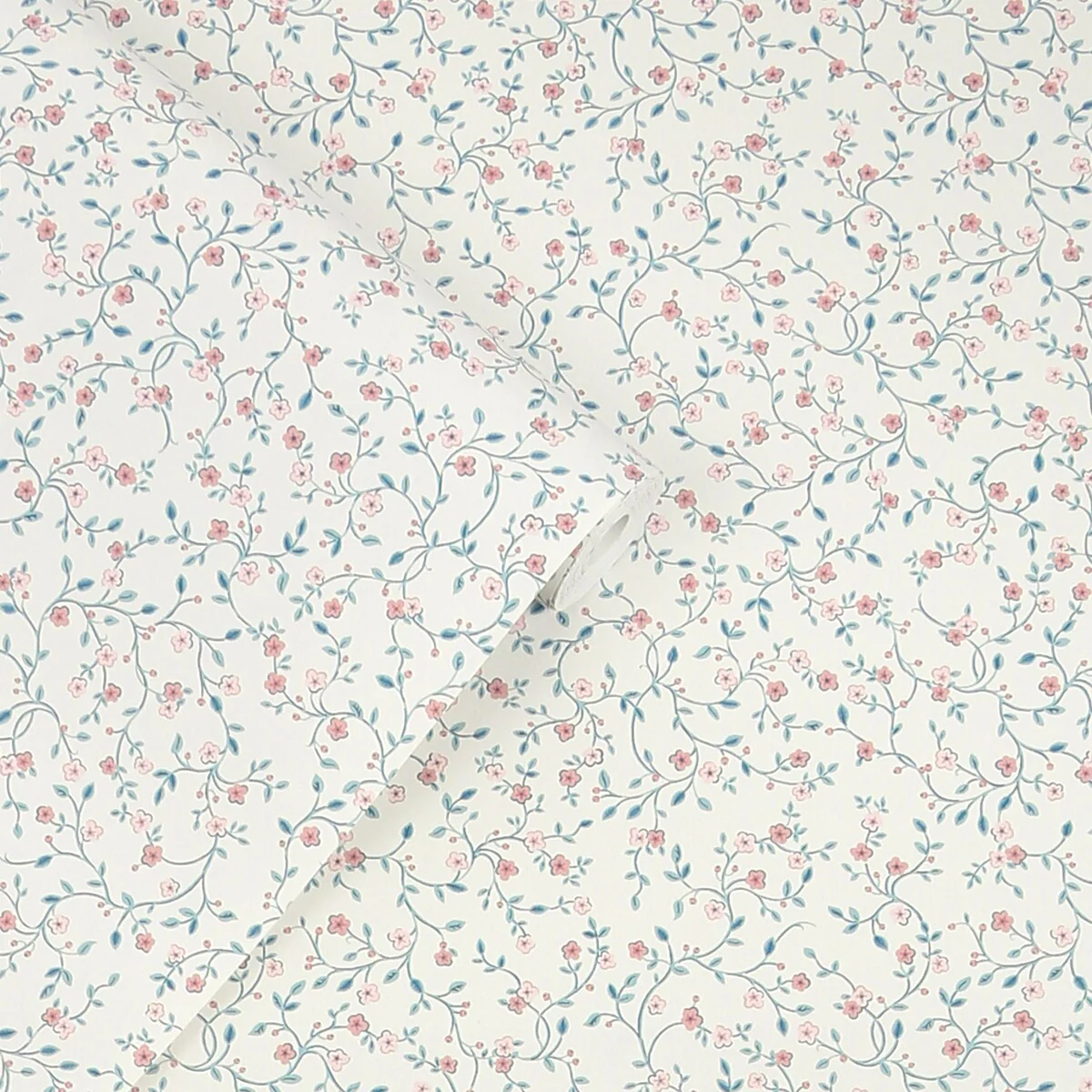 Laura Ashley Blencow Sprig Dark Duck Egg Blue Wallpaper