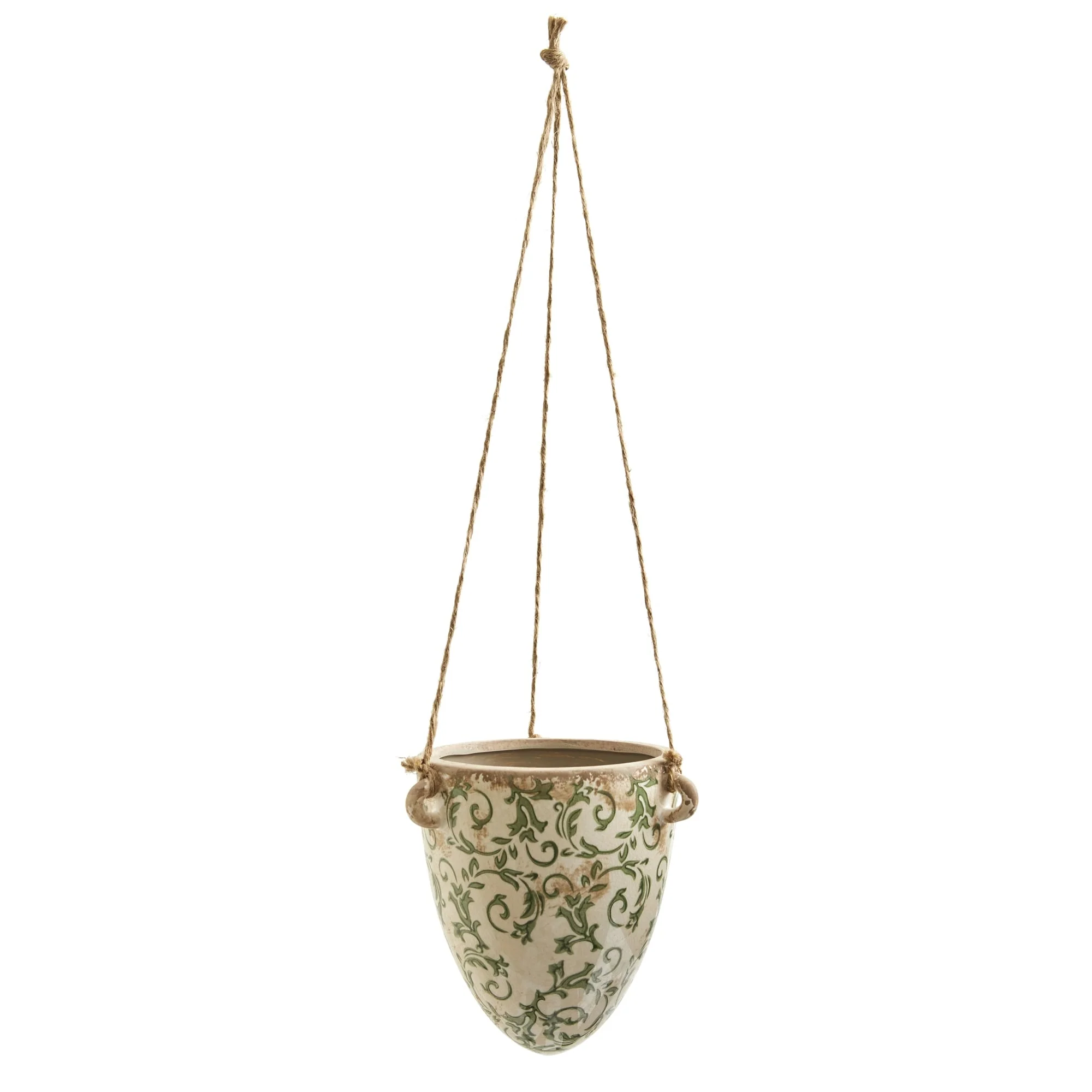 2' Tuscan Hanging Ceramic Scroll Planter