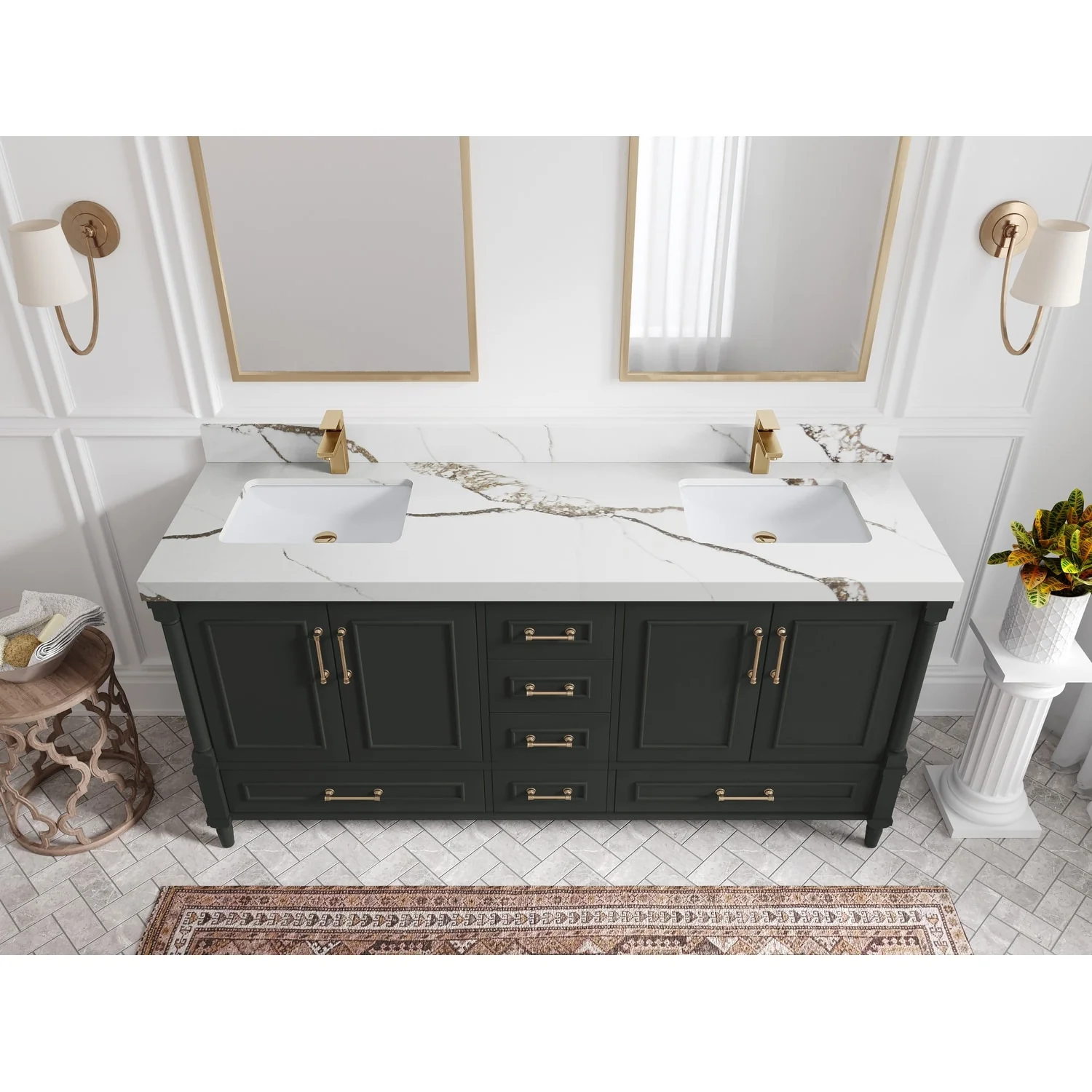 Willow Collections 72 in. W x 22 in. D Aberdeen Double Sink Bathroom Vanity with Countertops