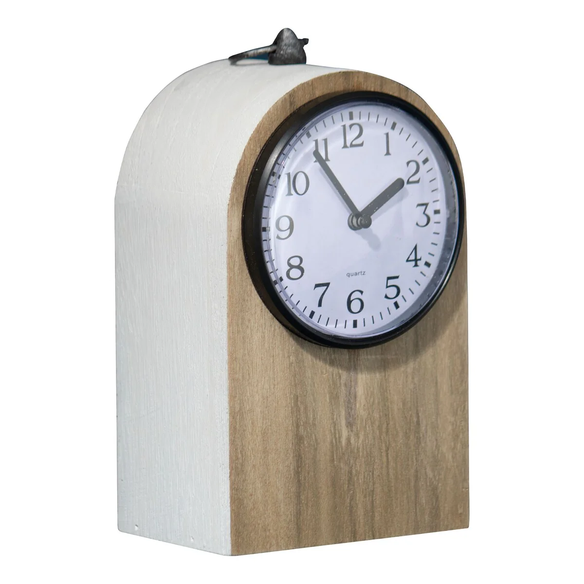 Foreside Home & Garden Rustic White Wood Battery Operated Table Clock