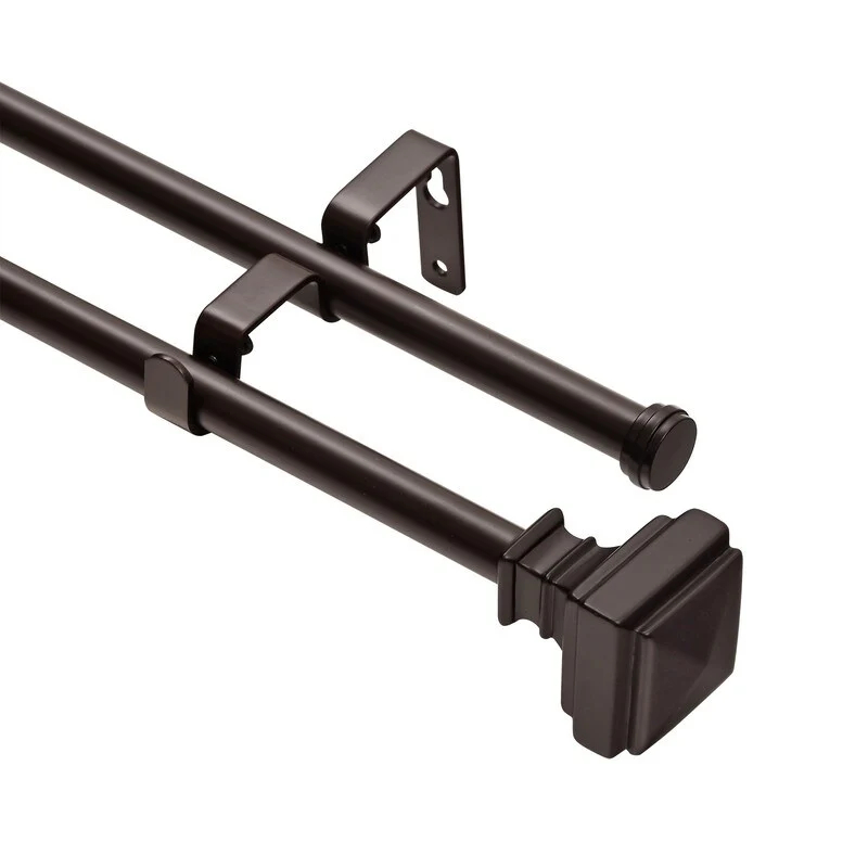 Utopia Alley Window Treatment Telescoping Double Curtain Rod Set with Classic Cap, 5/8-Inch Diameter, Oil Rubbed Bronze