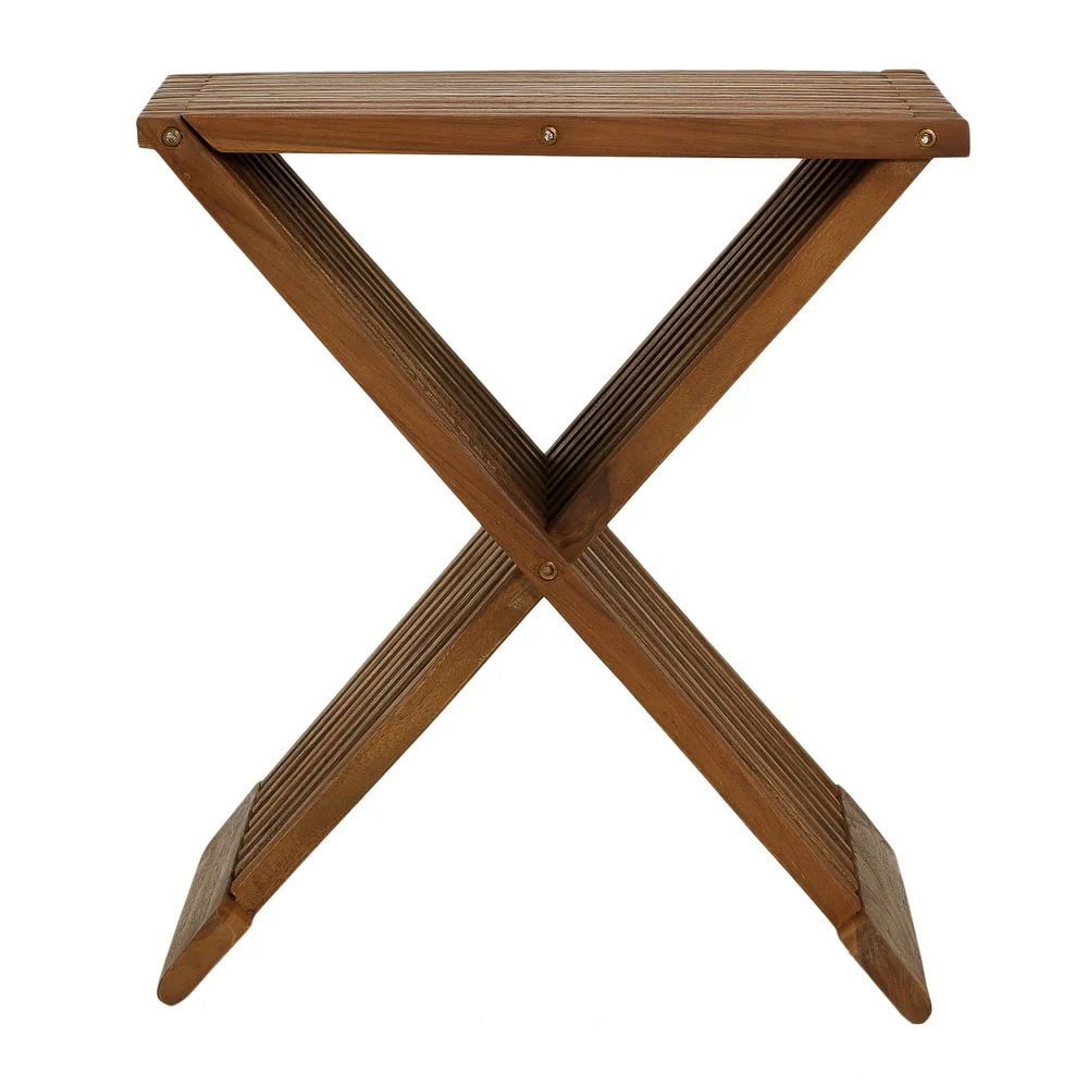 Bare Decor Rocco Solid Teak Wood Folding Stool