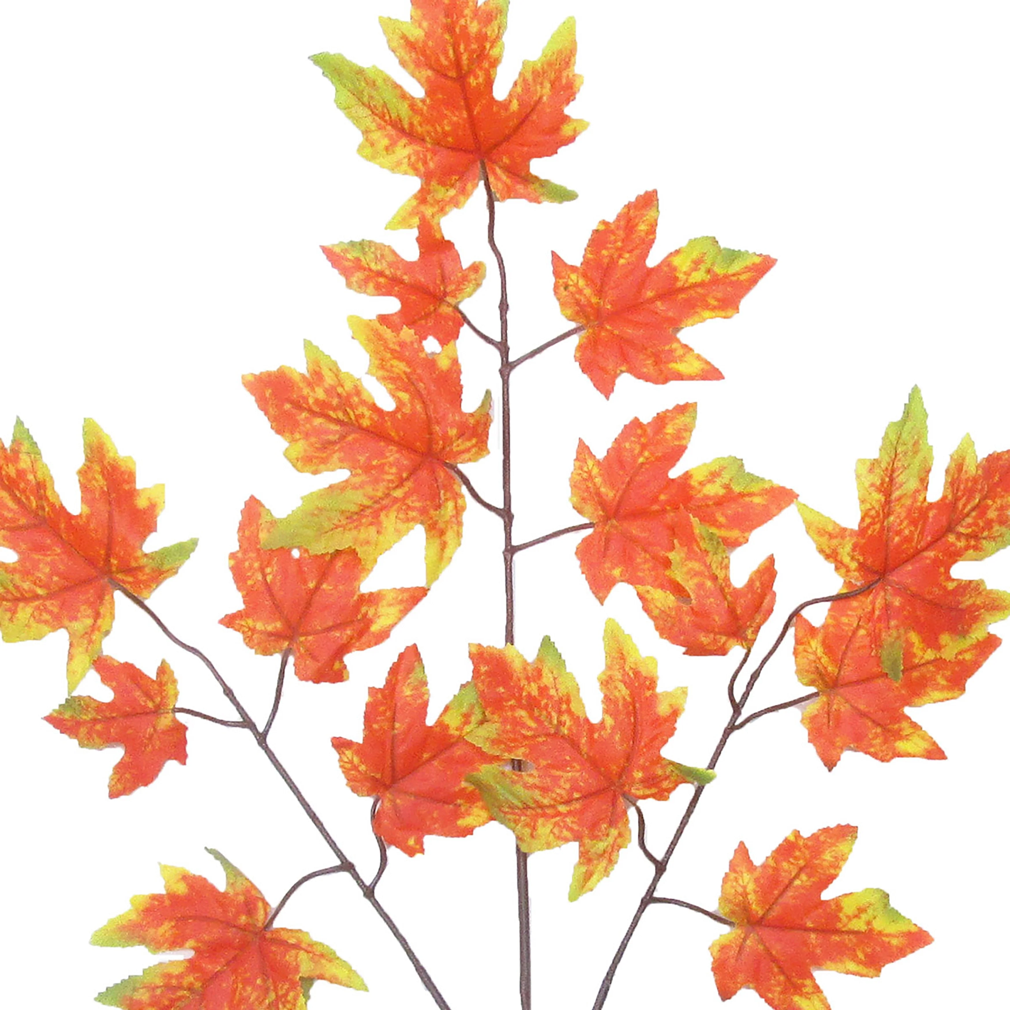 Set of 24 Artificial Rock Maple Leaf Stem Plant Greenery Spray Branch 22in