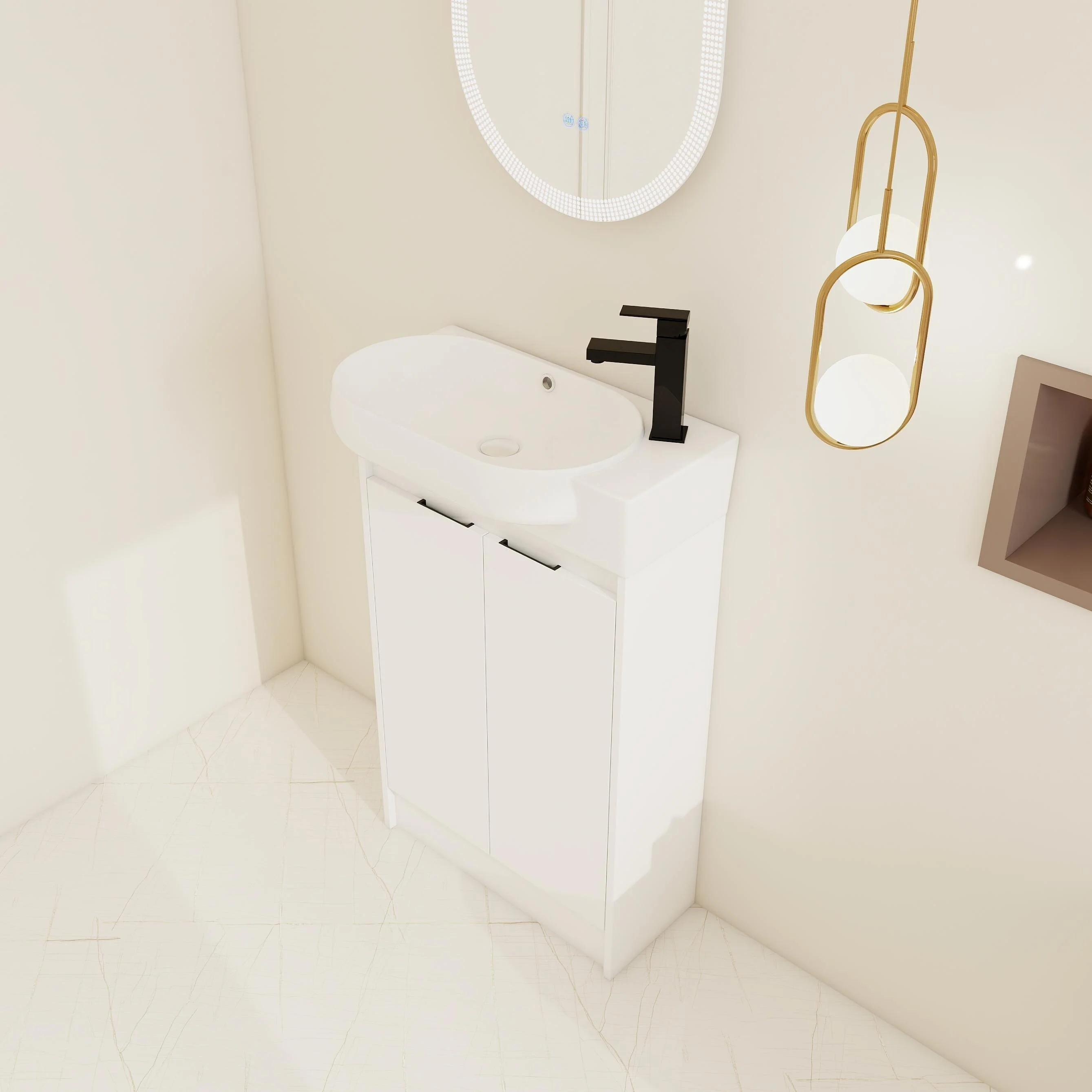 BNK 16/18/23 inch Freestanding/Floating Bathroom Vanity with Single Sink,Powder Room Vanity with Soft Close Door