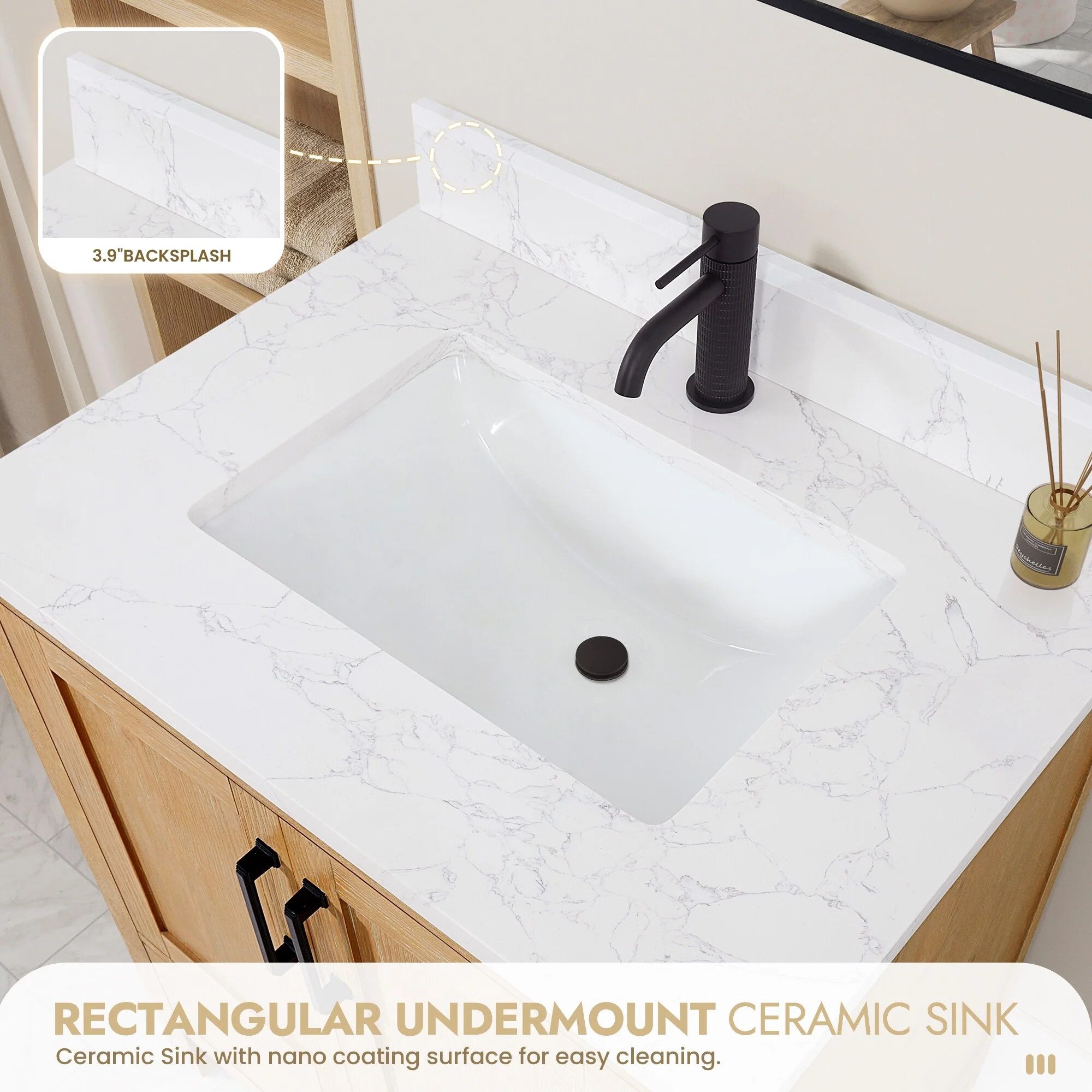 Shannon Bath Vanity with Composite Stone Countertop without Mirror