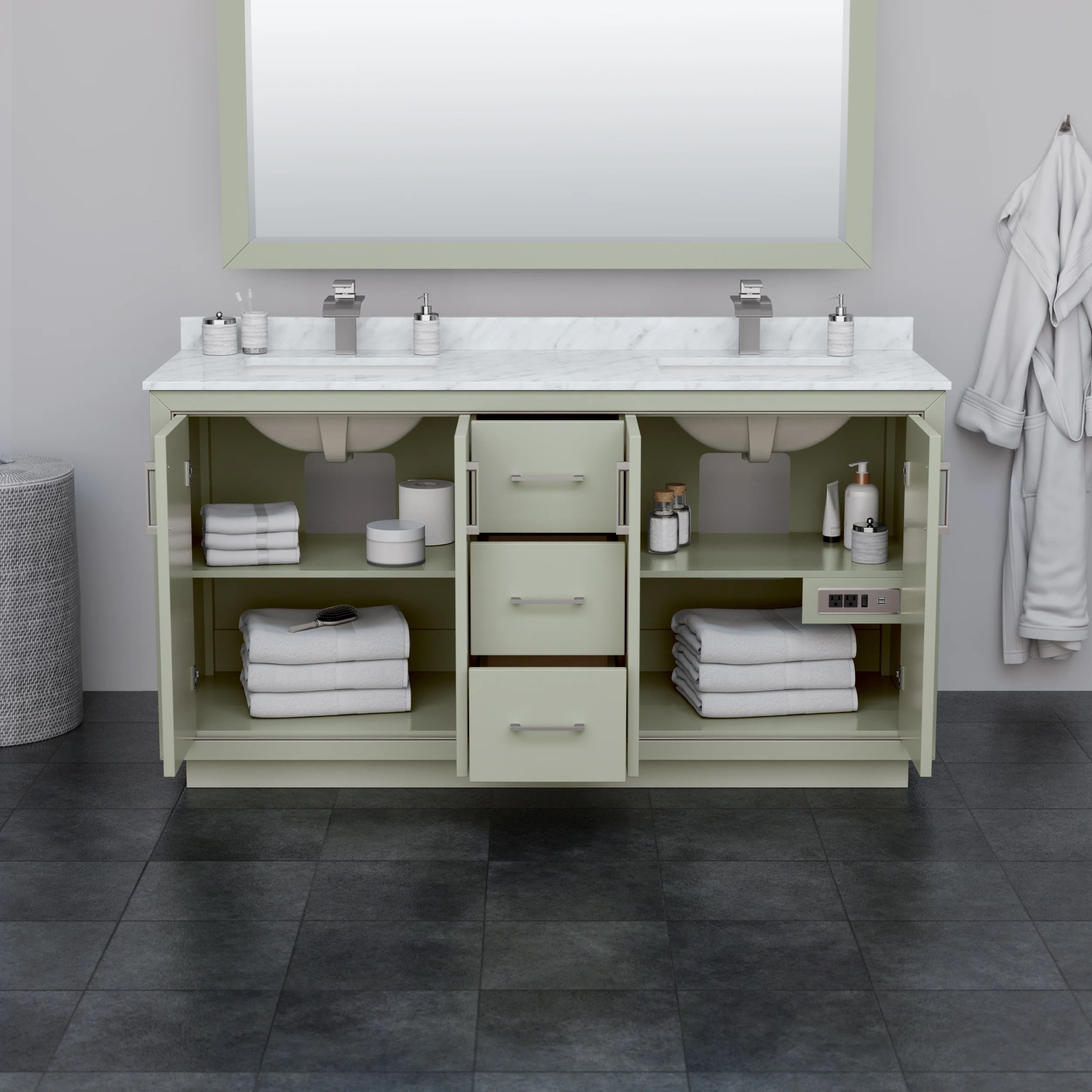 Icon Double Bathroom Vanity Cabinet, No Mirror