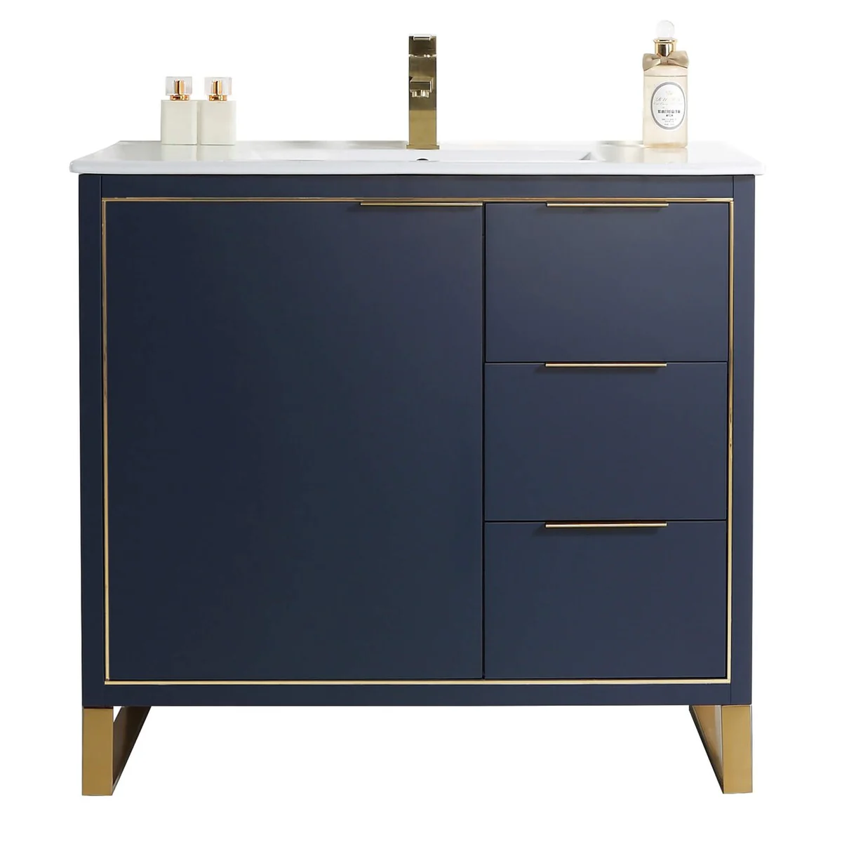 Fine Fixtures Opulence Collection Bathroom Vanity with White Ceramic Sink