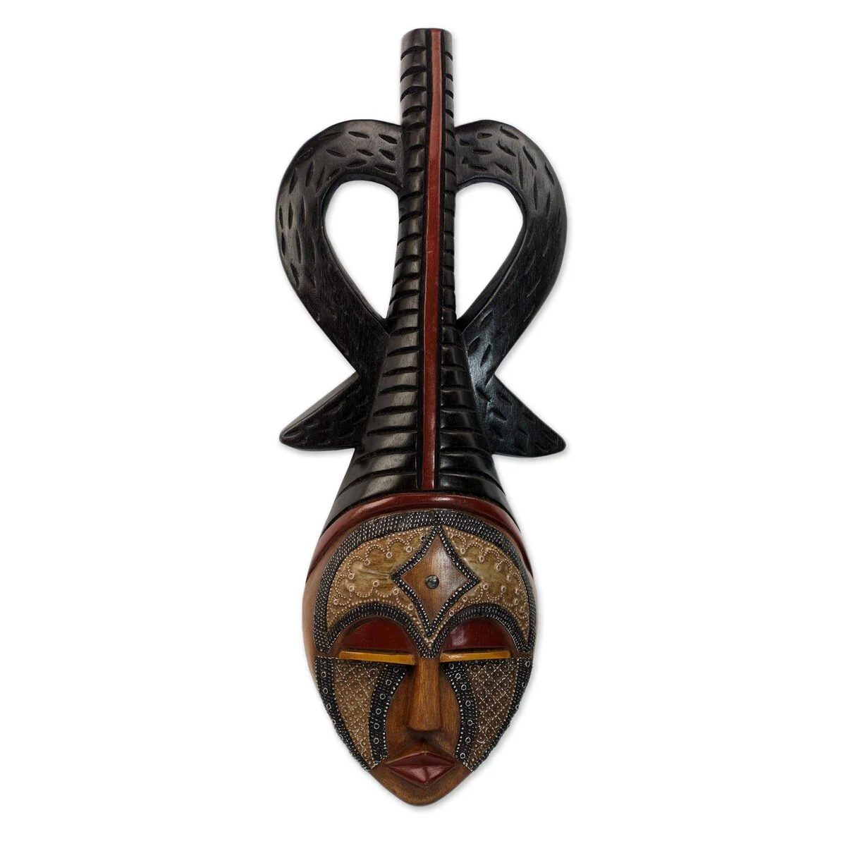 Handmade African Queen African Wood Mask (Ghana)