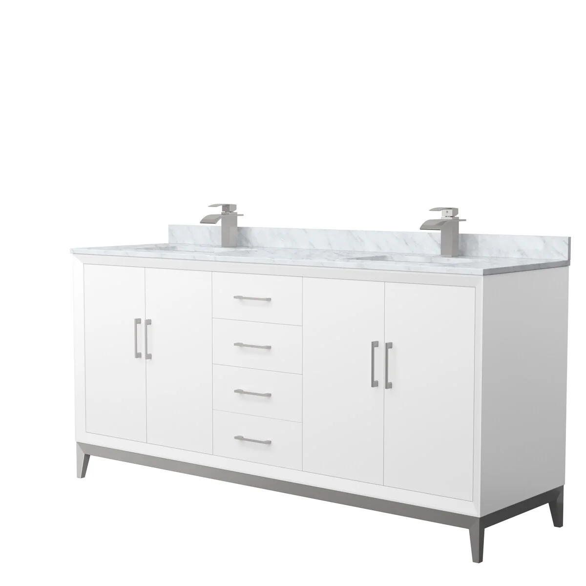 Amici Double Bathroom Vanity Set, Carrara Marble Top