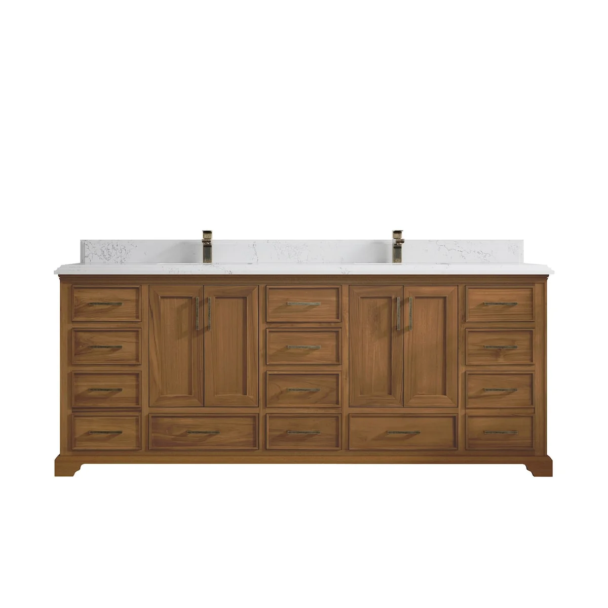 Willow Collections 84 in. W x 22 in. D Charlotte Teak Double Sink Bathroom Solid Teak Vanity with Countertop