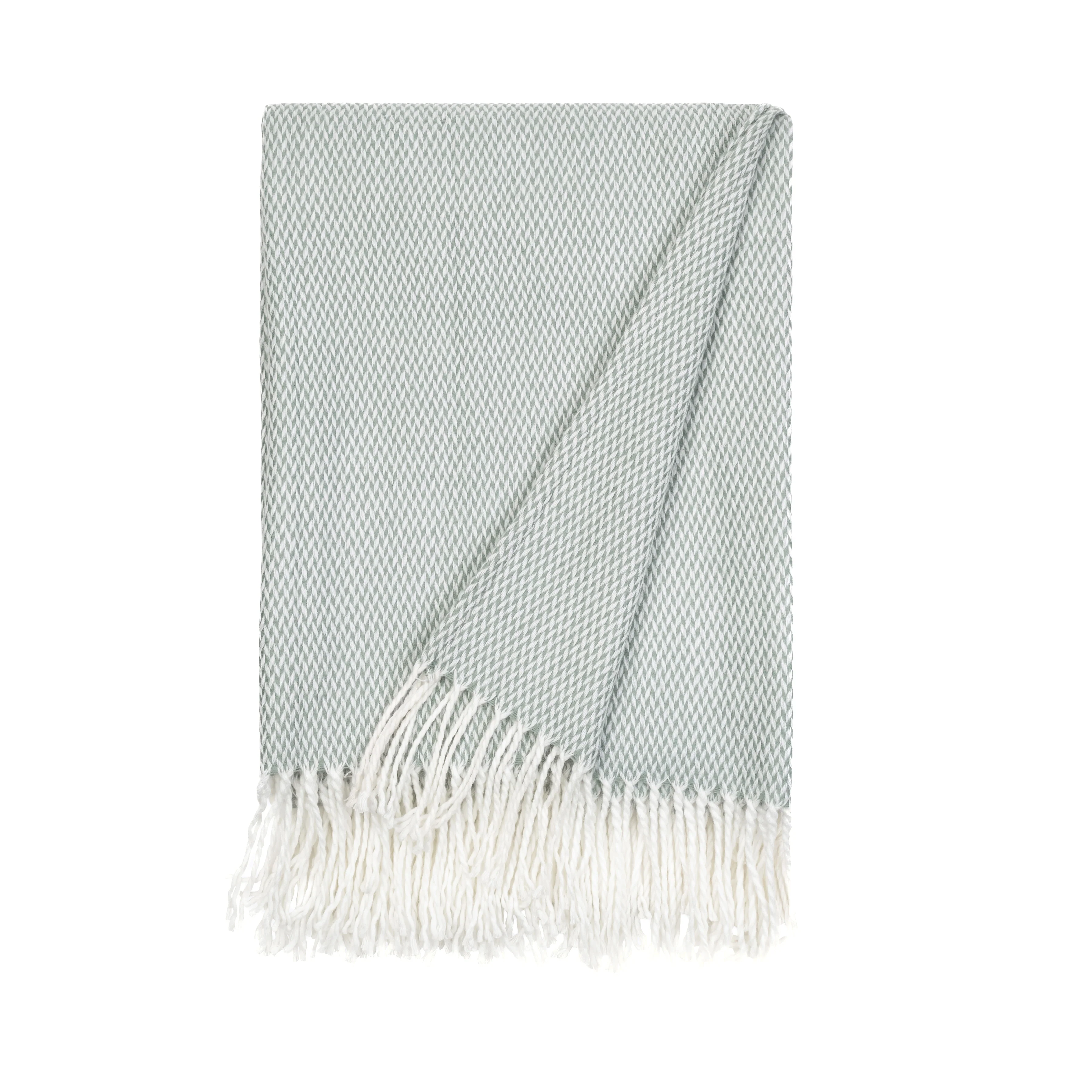 Becky Cameron Throw Blanket Herringbone with Fringed Edges