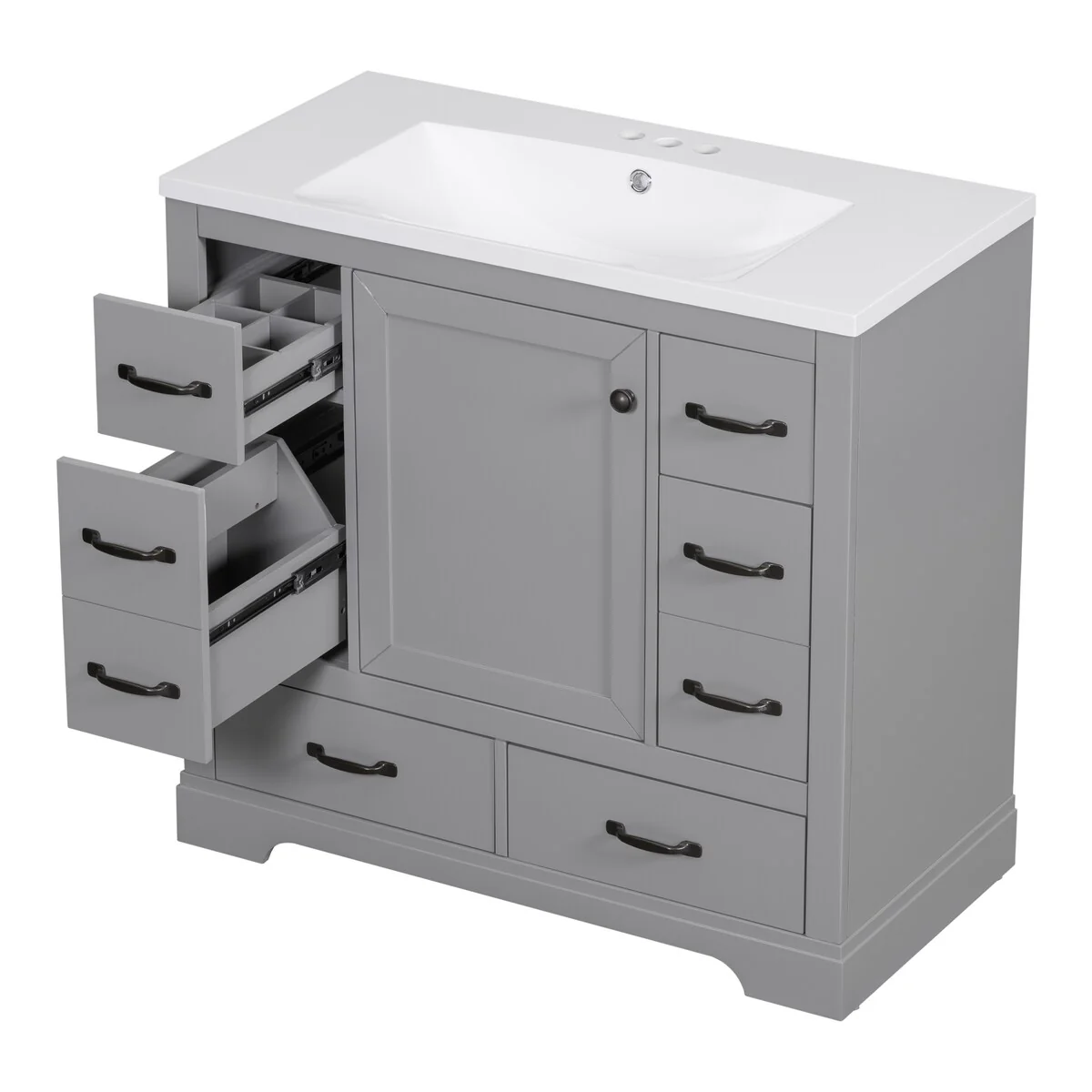 Bathroom Vanity Cabinet with Multi-Functional Drawer and Adjustable Shelf