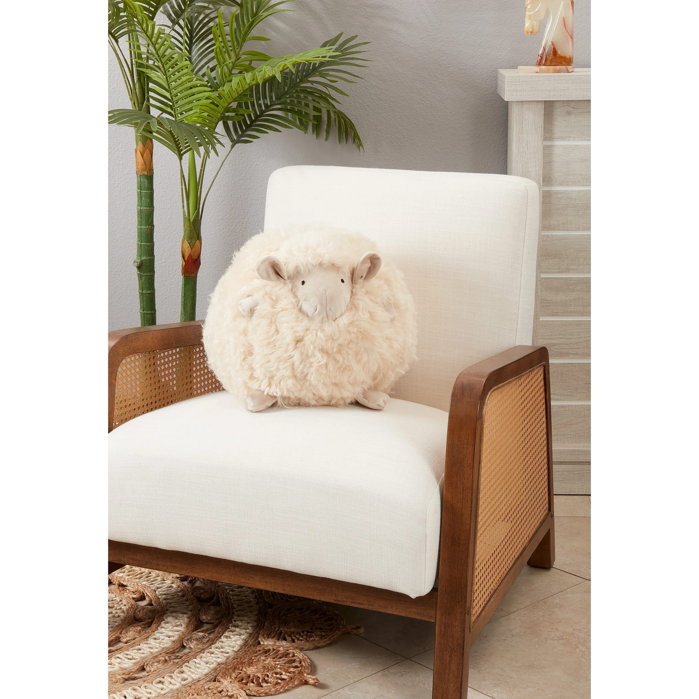 Wooly Wonder Baby Lamb Poly Filled Throw Pillow