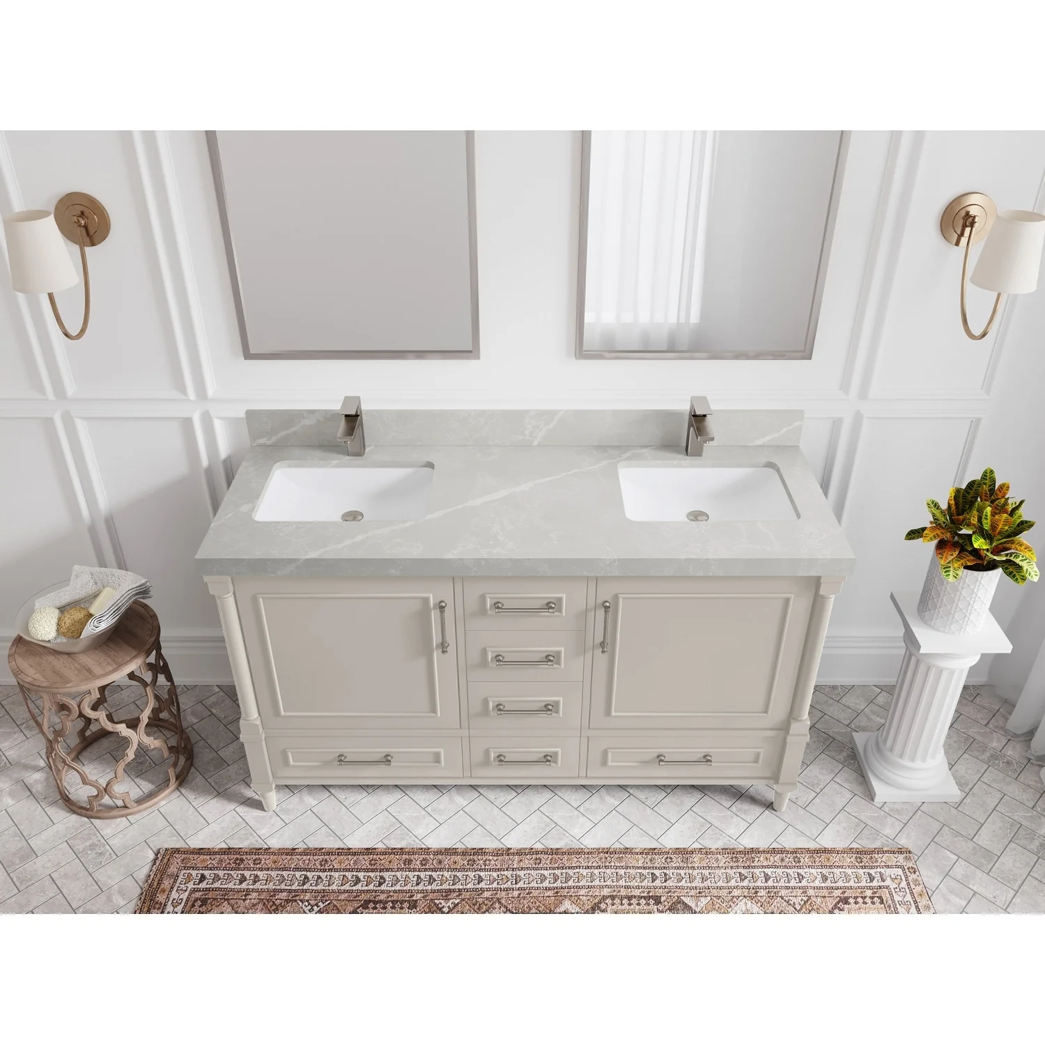 Willow Collections 60 in. W x 22 in. D Aberdeen Double Sink Bathroom Vanity with Countertop
