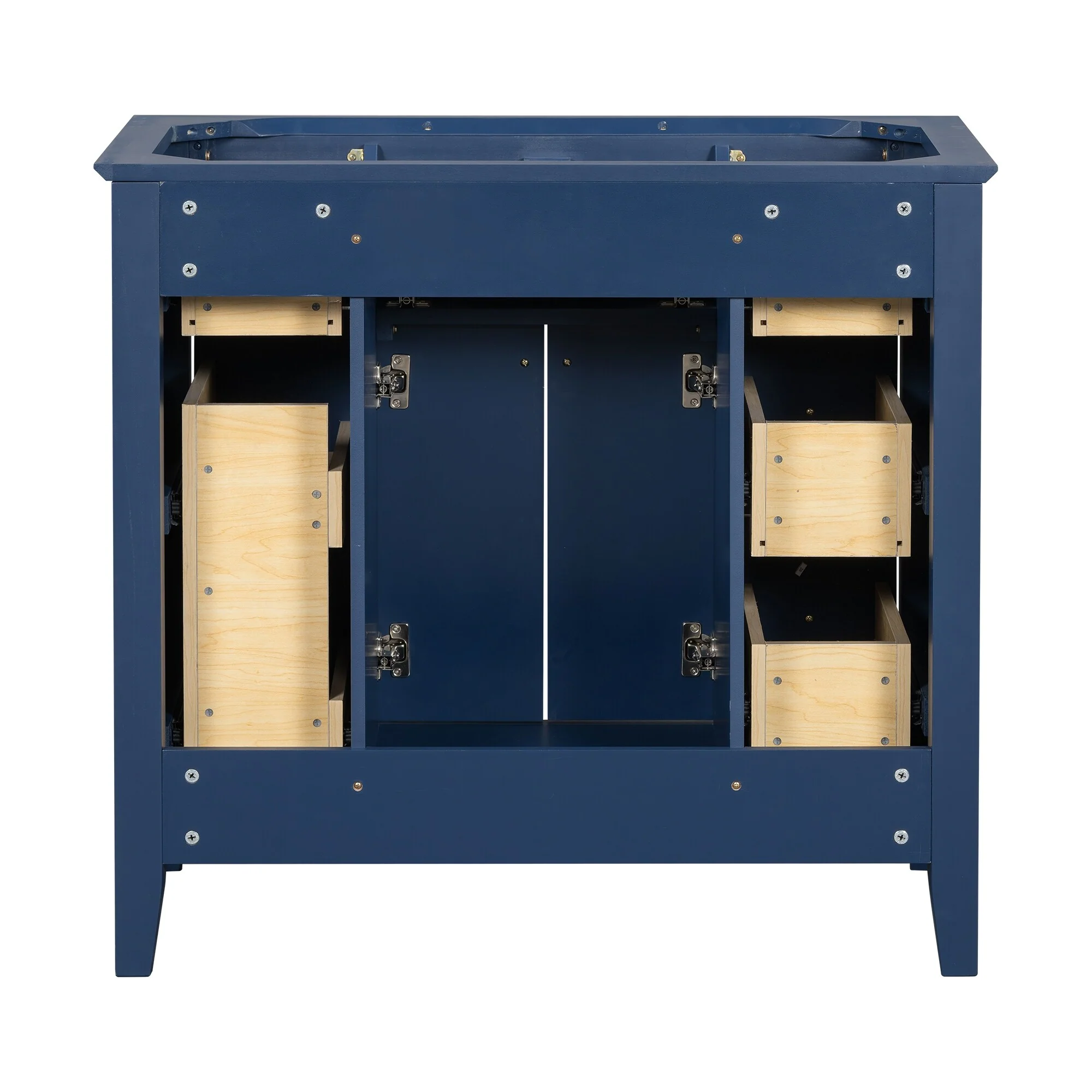 Modern Freestanding Single Bathroom Cabinet with 6 Drawers 2 Cabinets