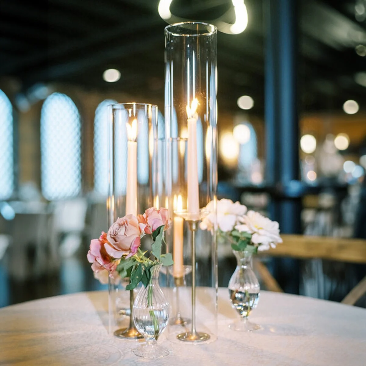 Clear Glass Cylinder Hurricane Chimney Tube, Candle Cover - 1 Piece
