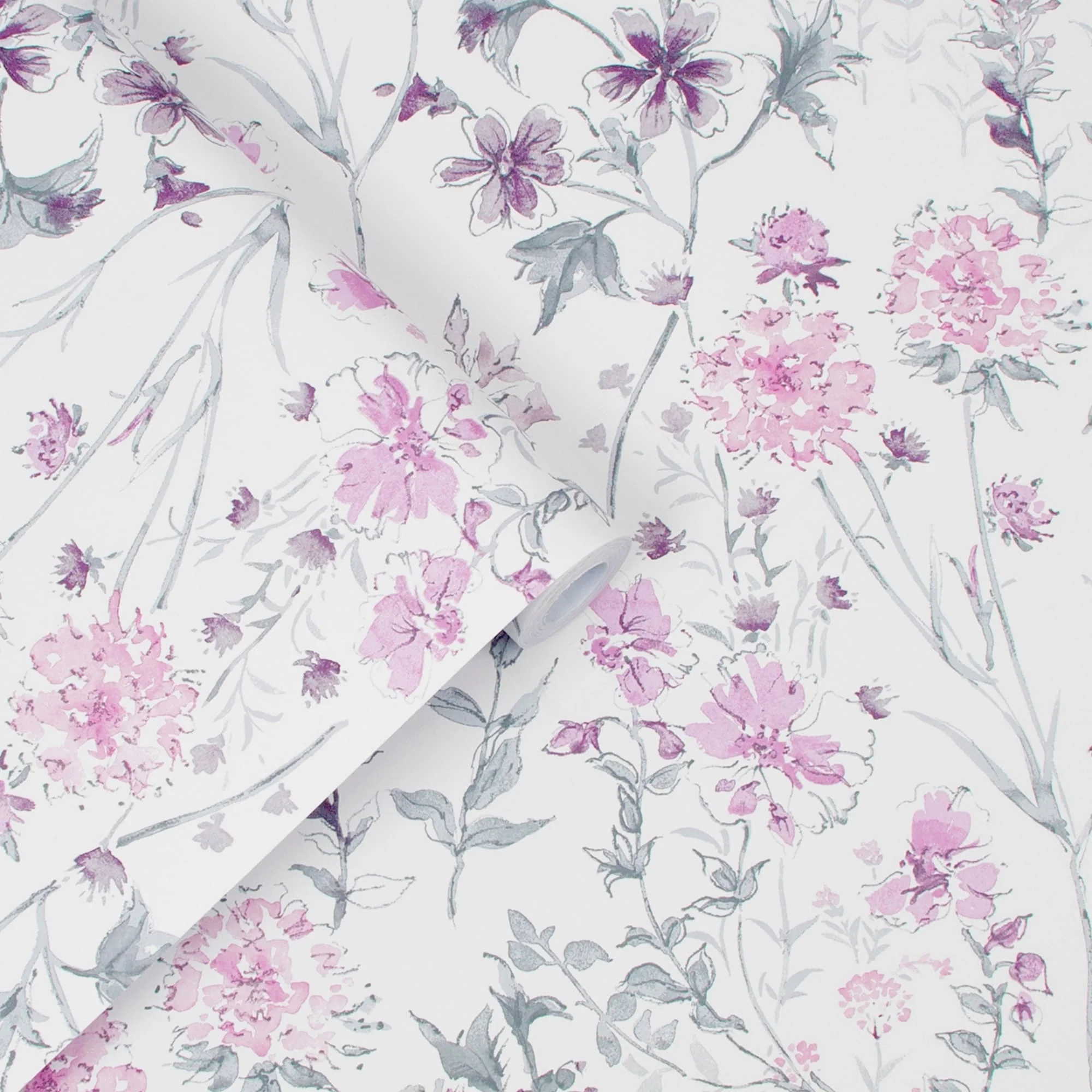 Laura Ashley Wild Meadow Pale Iris Wallpaper - N/A