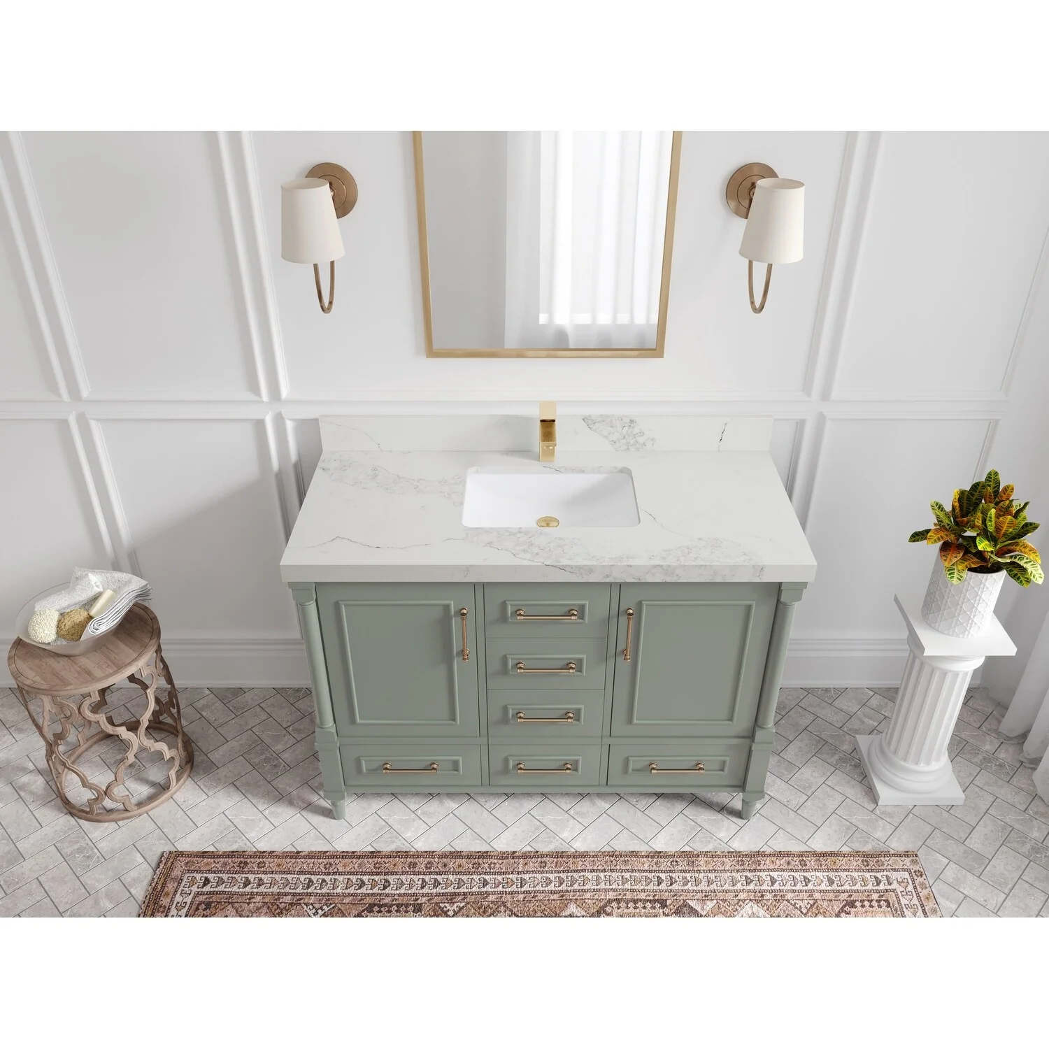 Willow Collections 48 in. W x 22 in. D Aberdeen Single Bowl Sink Bathroom Vanity with Countertop