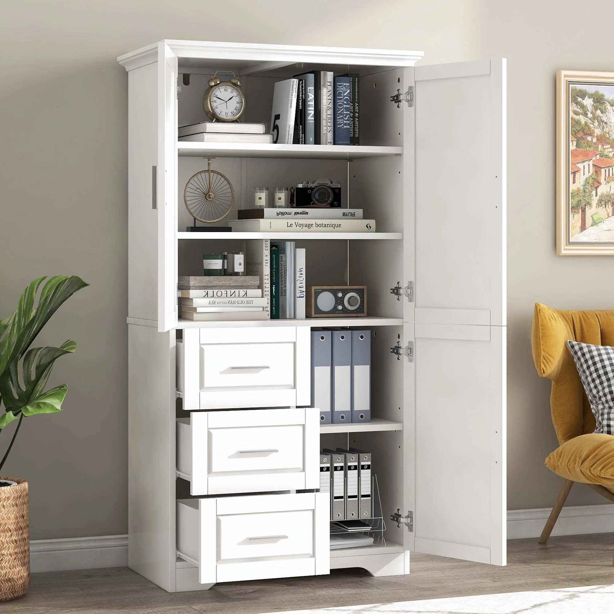 Bathroom Storage Cabinet with Drawers and Adjustable Shelf