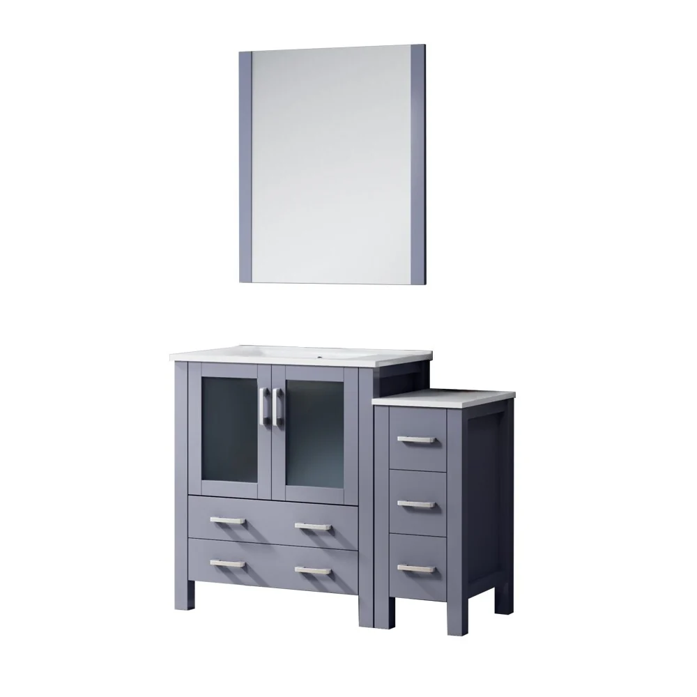 Volez Bath Vanity with Side Cabinet and Mirror