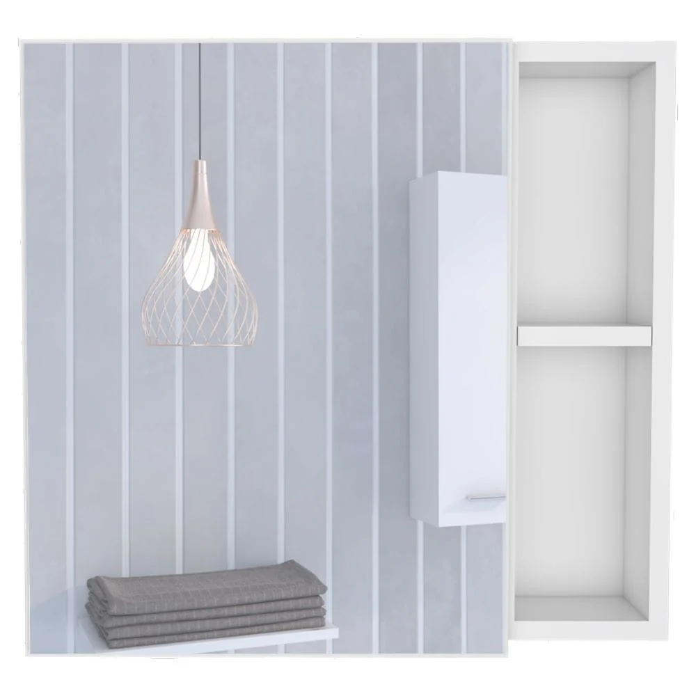 TUHOME Oman Medicine Cabinet with 2 Open Shelves, 3 Inner Shelves, and Mirror