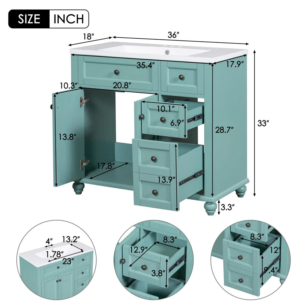 Solid Wood Frame Bathroom Storage Cabinet