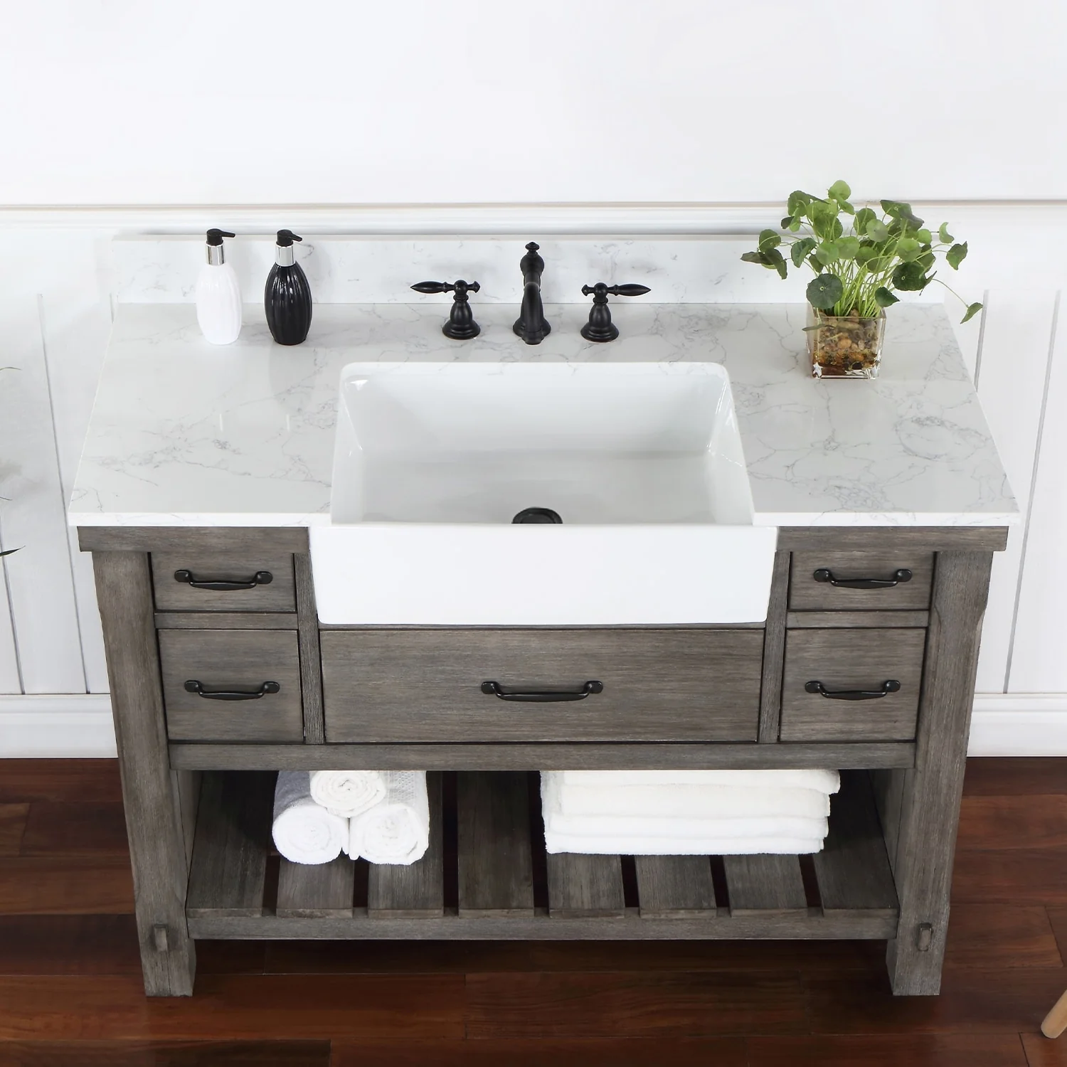 Villareal Bath Vanity with Composite Stone Top without Mirror