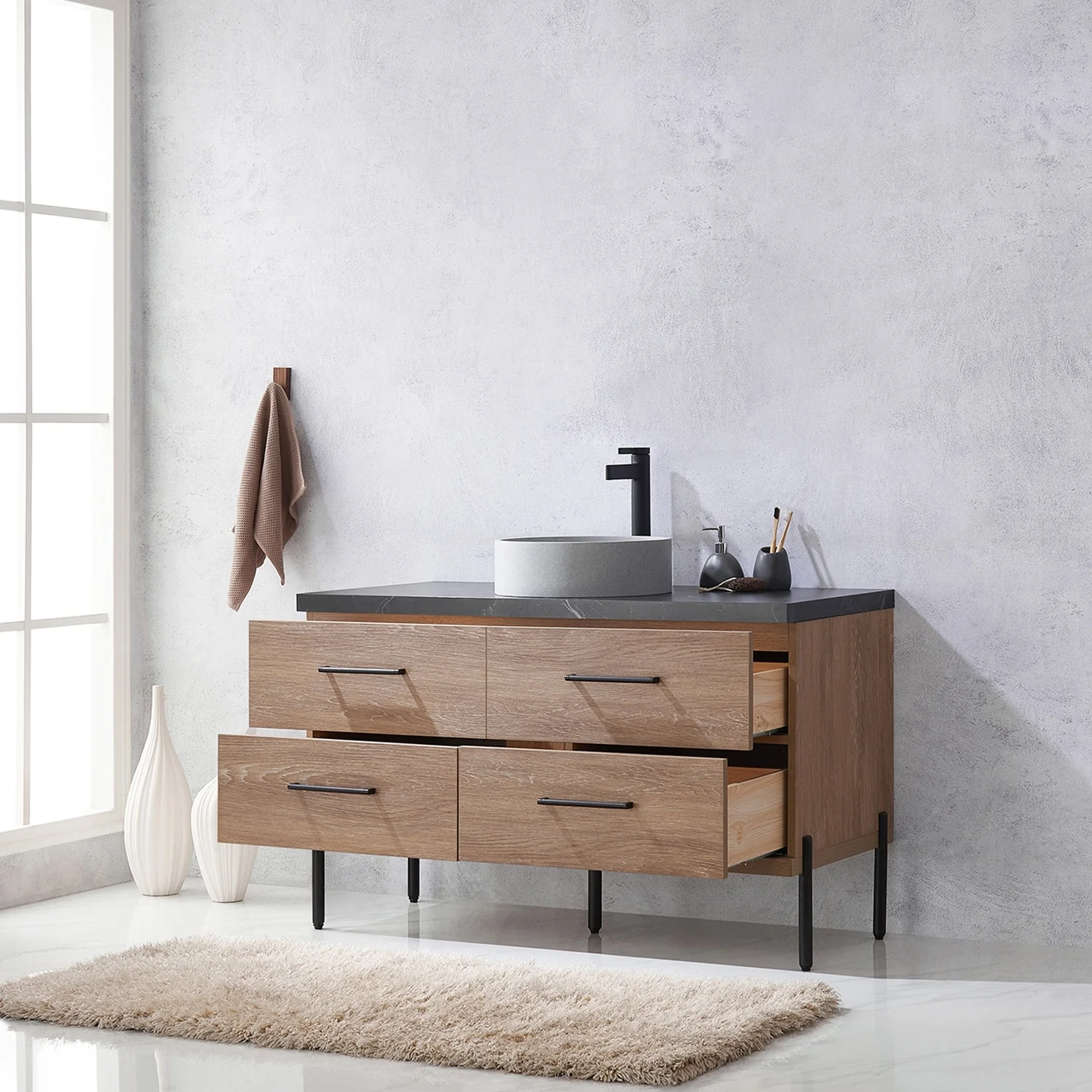 Trento Bath Vanity with Sintered Stone Top with Concrete Sink (C)