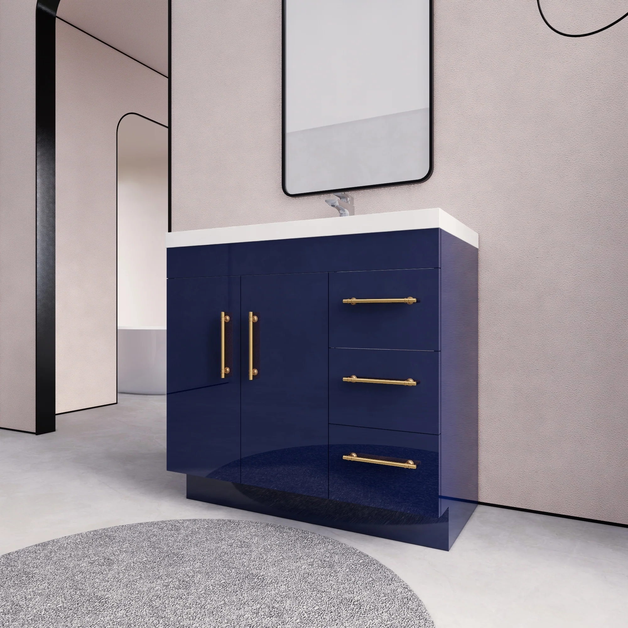 Eliza 36 Freestanding Vanity (Right Drawers) with Single Sink