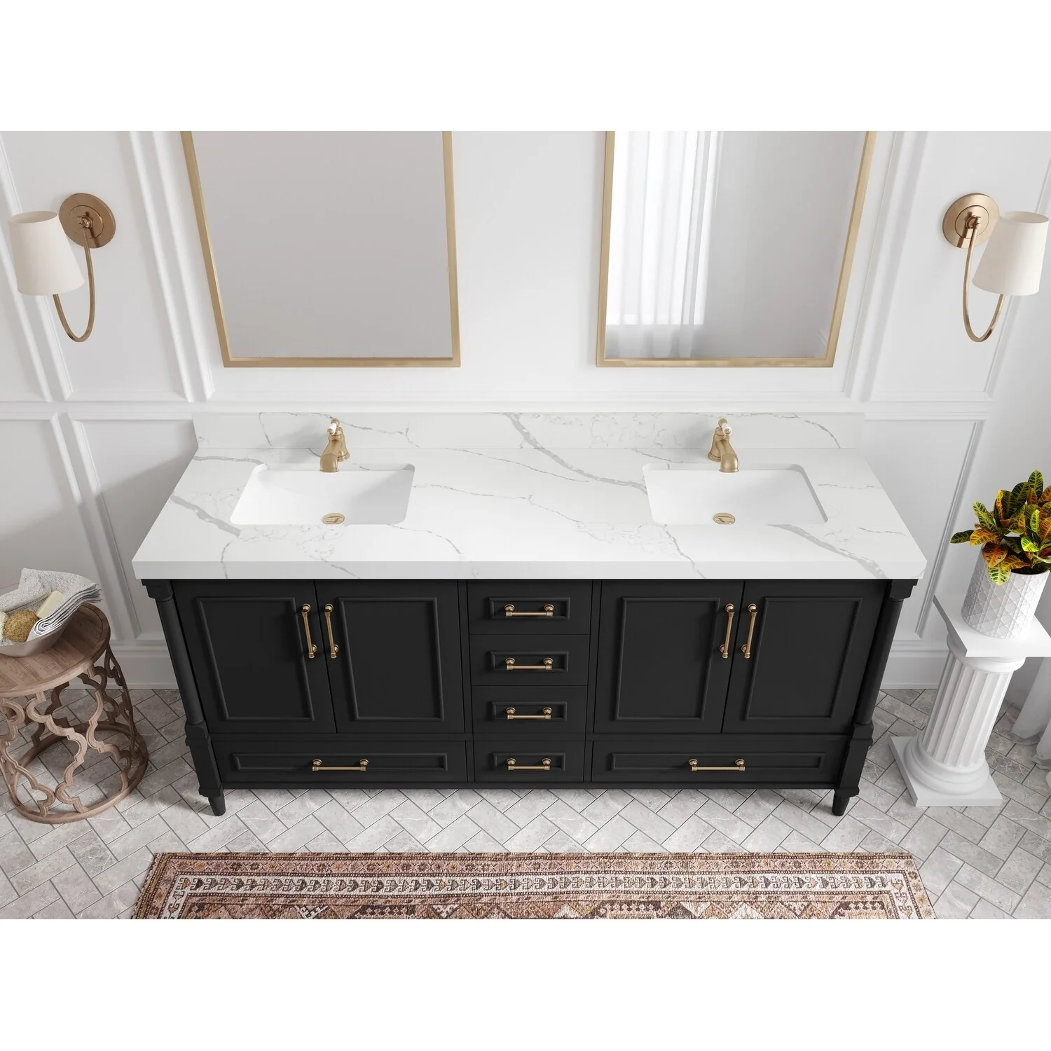 Willow Collections 72 in. W x 22 in. D Aberdeen Double Sink Bathroom Vanity with Countertops