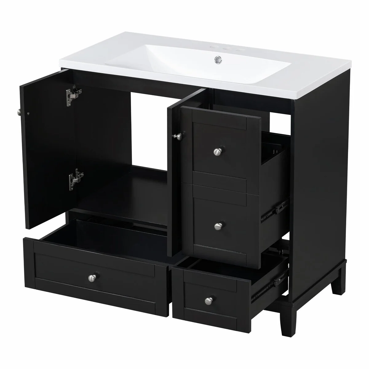 Modern 36-Inch Bathroom Vanity with Resin Sink and Ample Storage