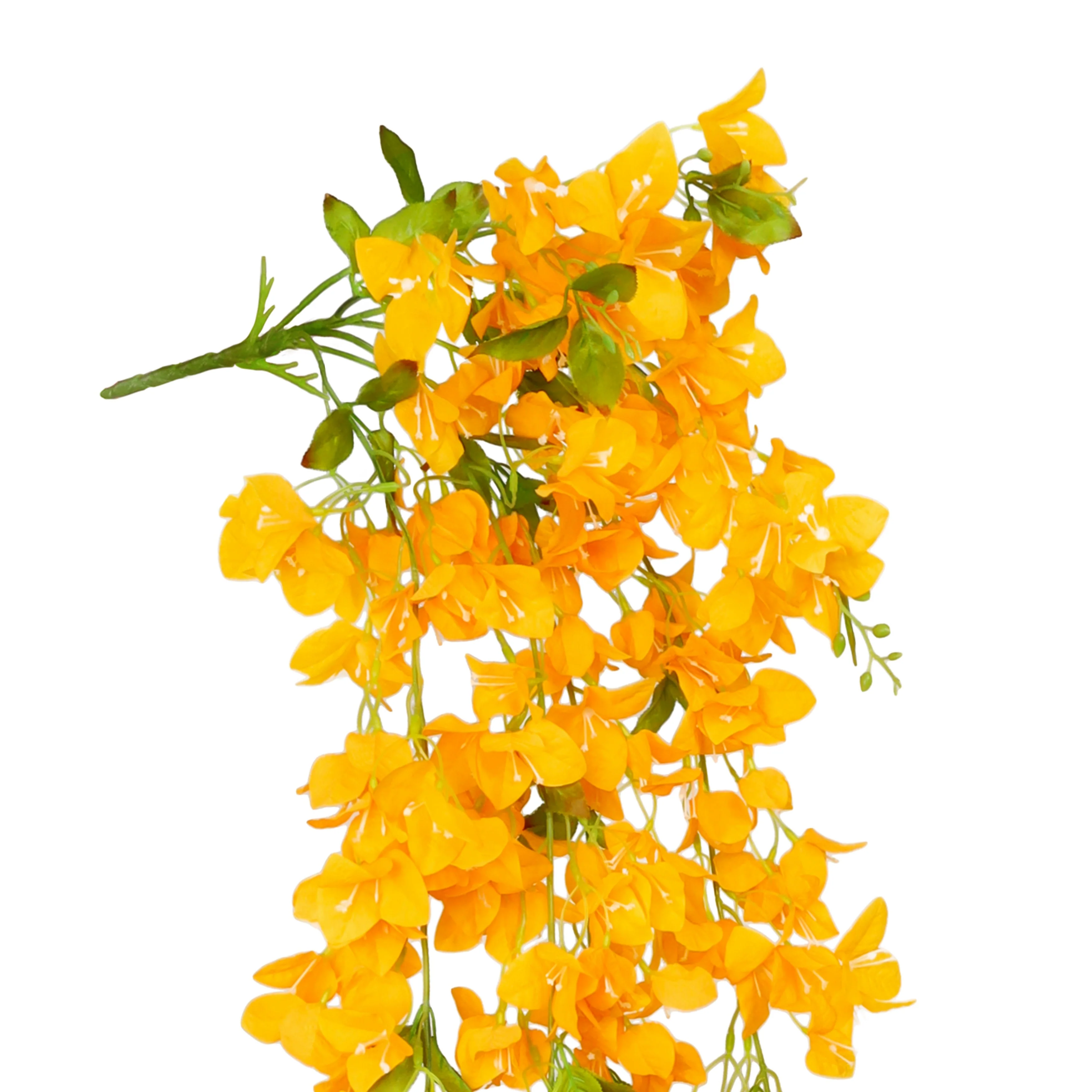 Honey Yellow Artificial Bougainvillea Flower Stem Hanging Spray Bush 50in - 50