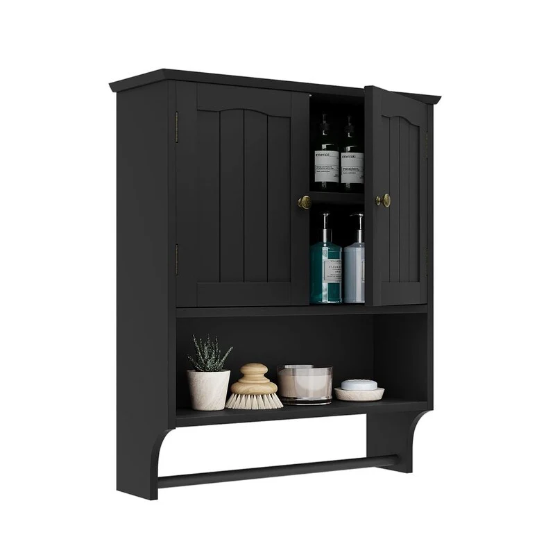 White Bathroom Cabinet Wall Mounted with Towels Bar - 7.5