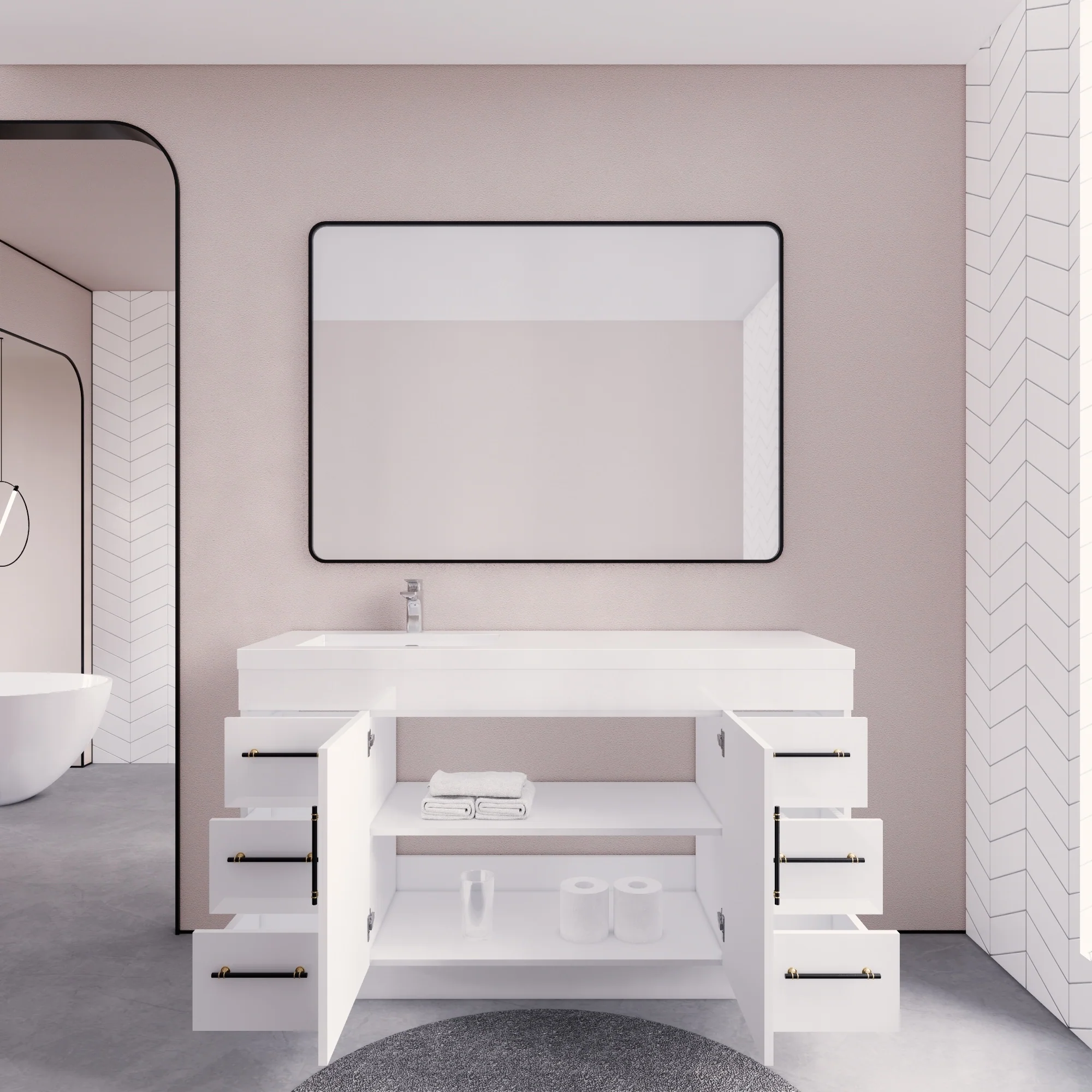 Eliza 60'' Freestanding Vanity with Single Sink on the Left