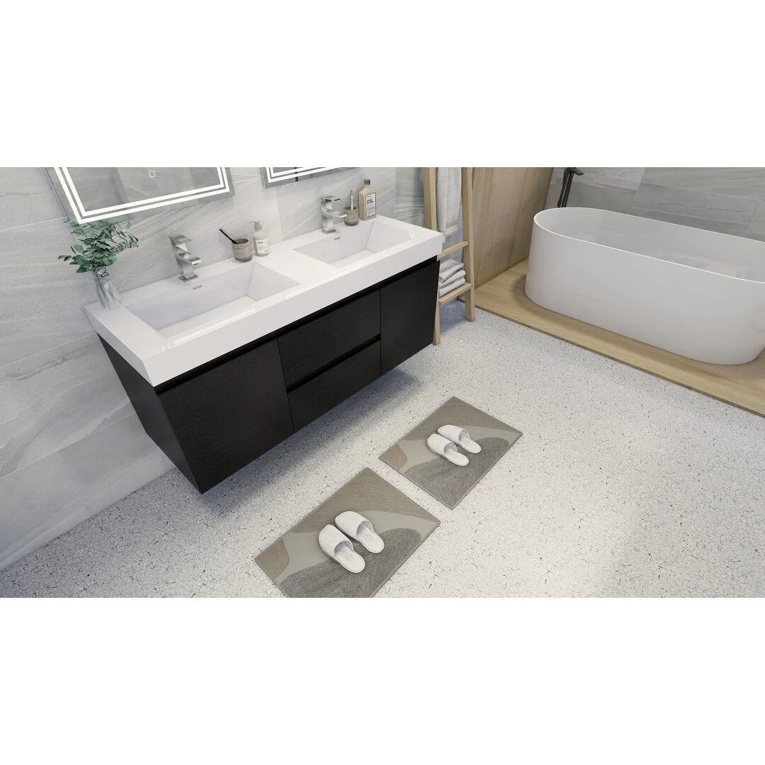 Baillie 60'' Wall-Mounted Vanity with Double Reinforced Acrylic Sink