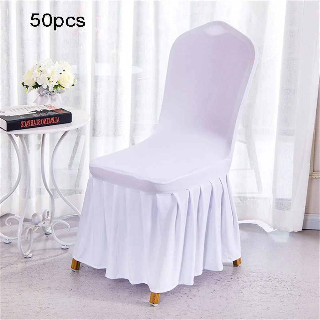 Ruffled Stretchable Dining Chair Slipcover Chair Cover Set of 50 - 18