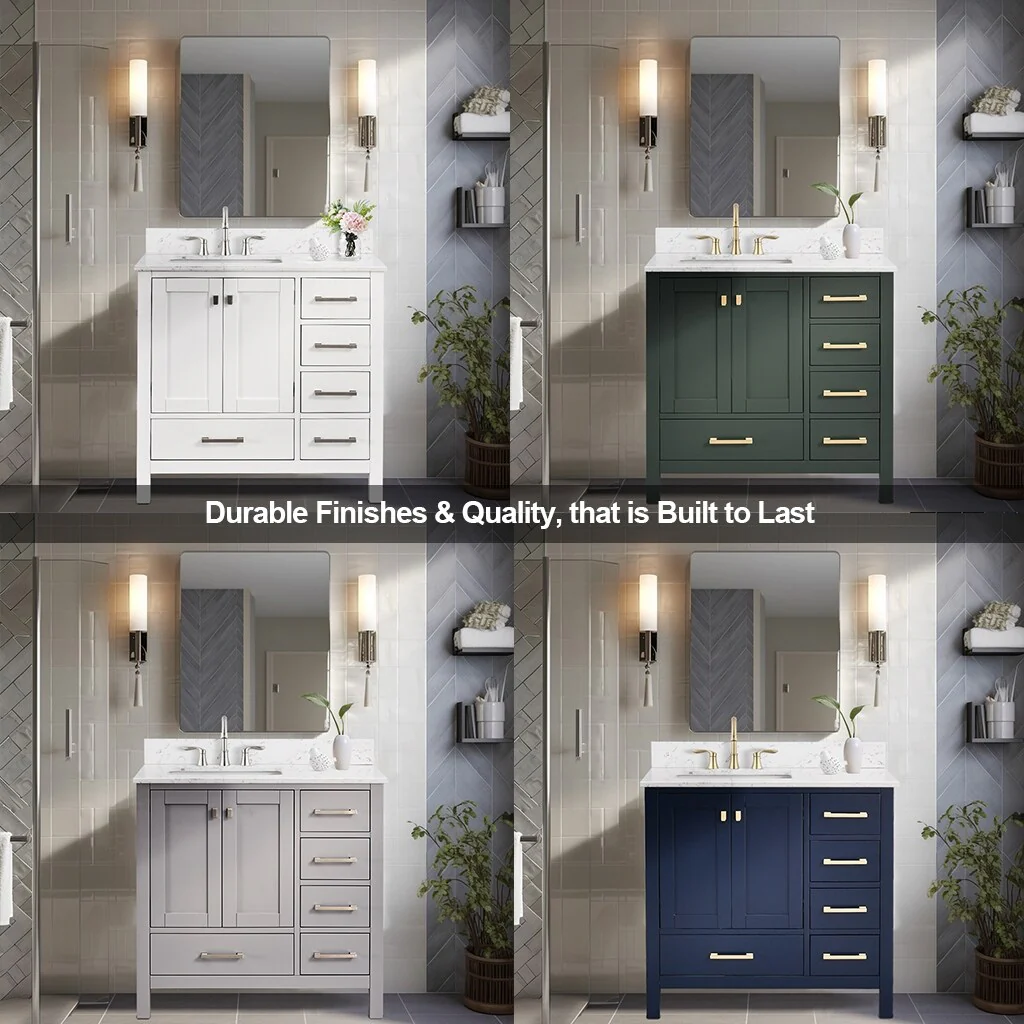 Prismatica 36 in. White Vanity with Countertop & Splash, Left Sink