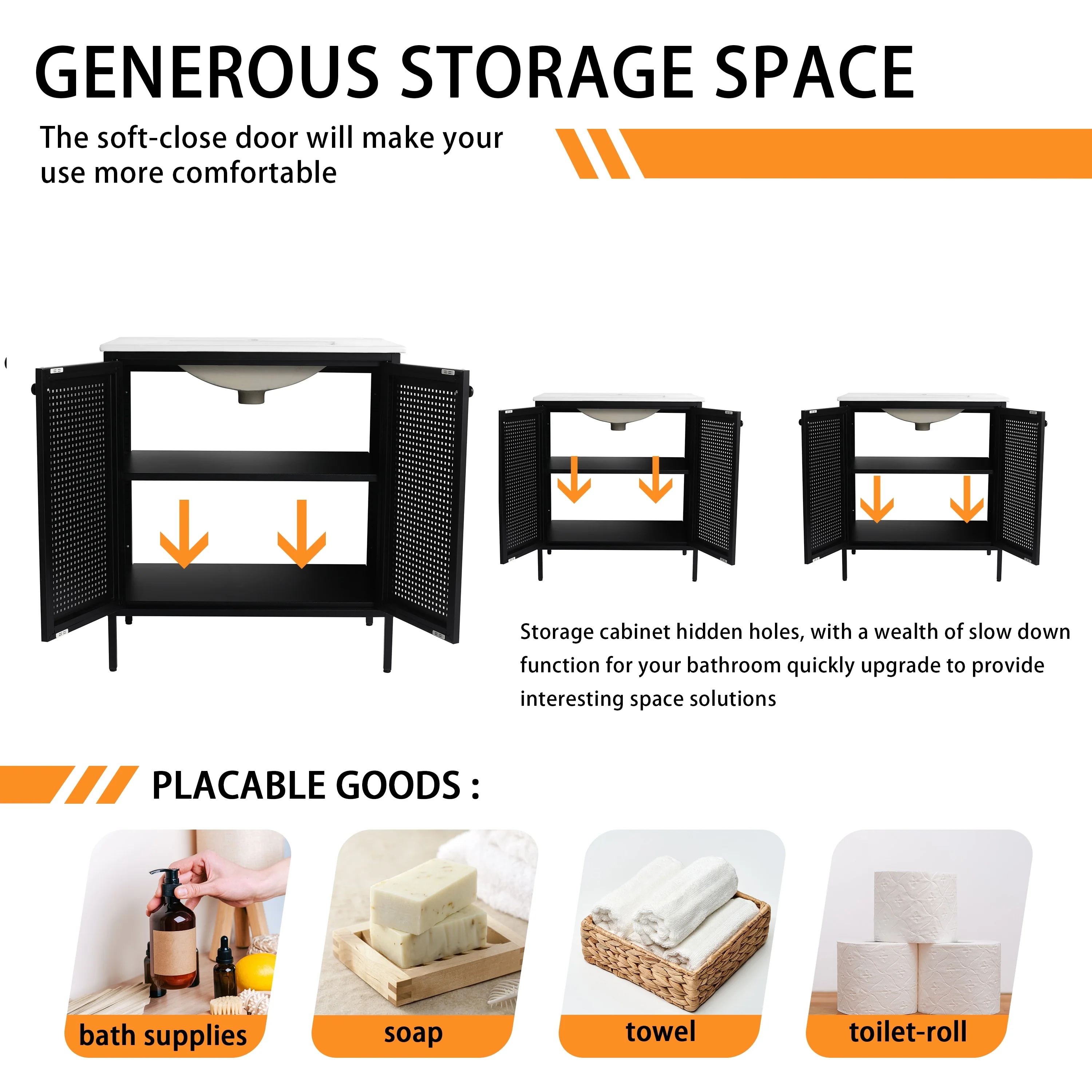 Bathroom Vanity With Sink In 30 Inch, Freestanding Bathroom Vanity With Soft Close Door