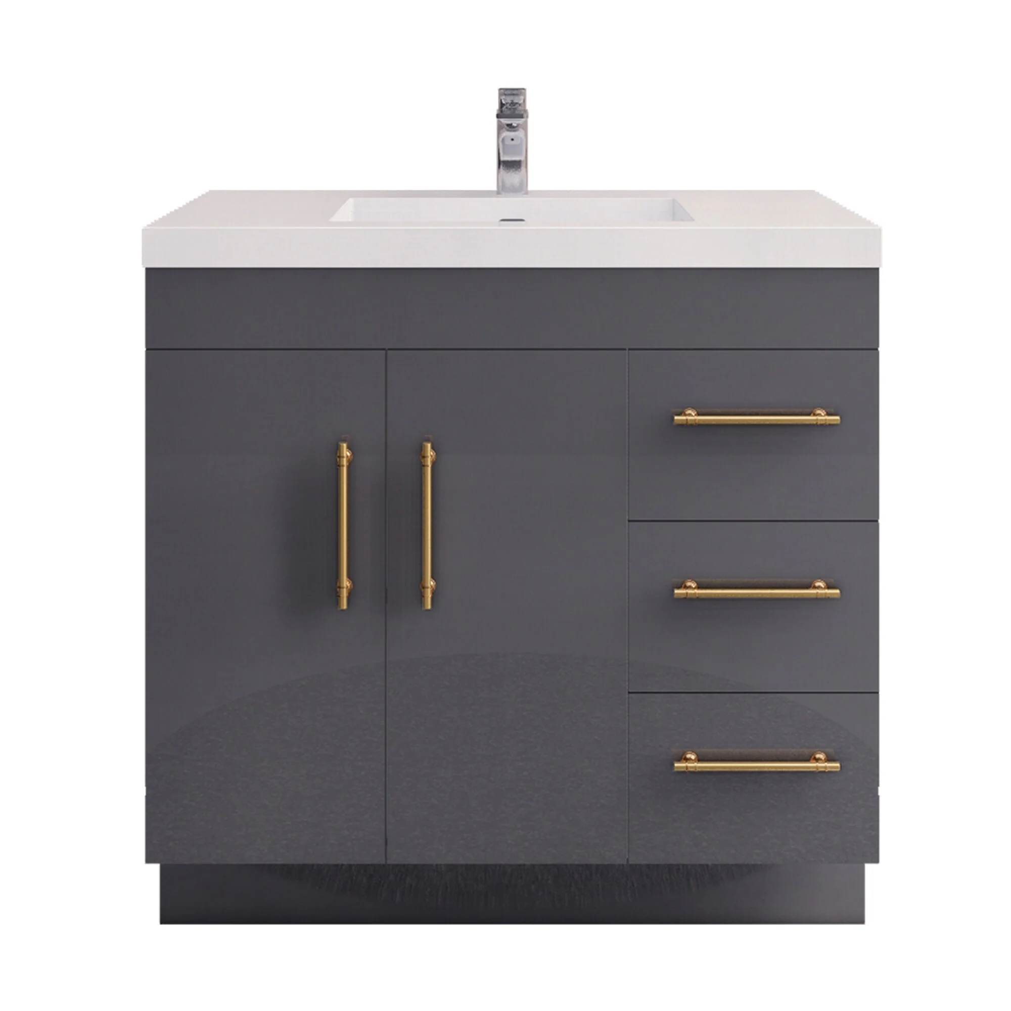 Eliza 36 Freestanding Vanity (Right Drawers) with Single Sink