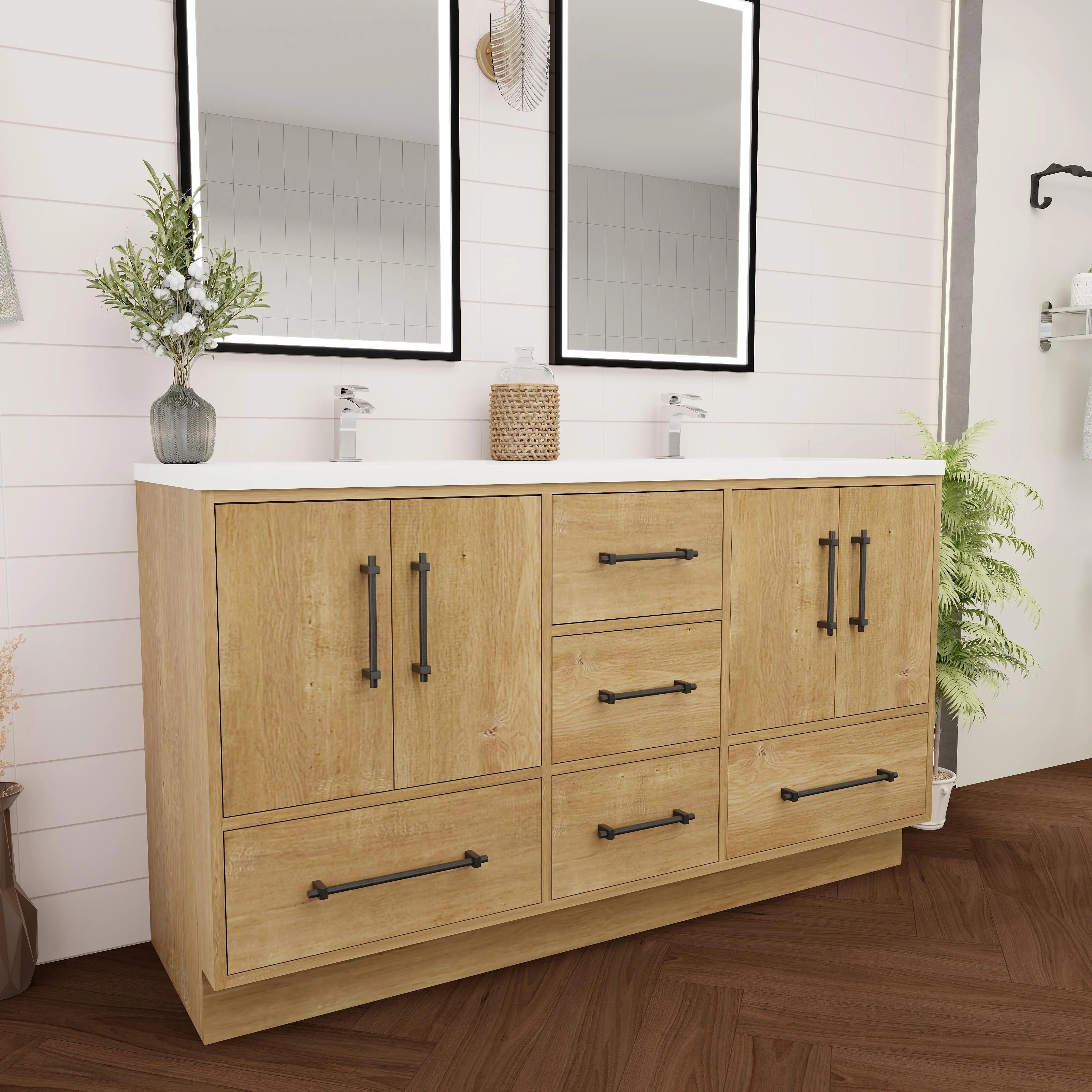 Victoria 60'' Freestanding Vanity with Double Reinforced Acrylic Sink - 59.5